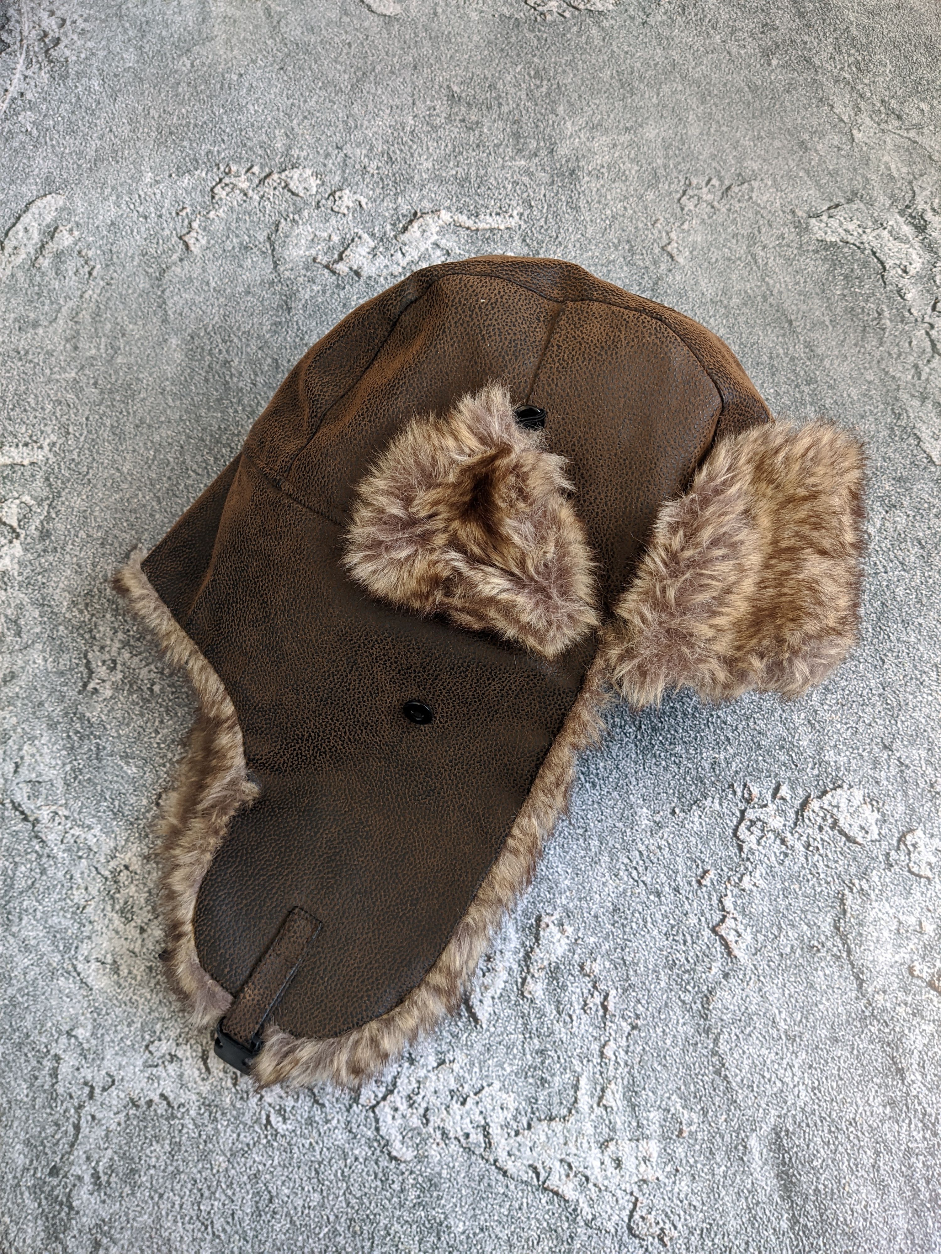 Vintage Fur hat leather fuzzy y2k trapper Size ONE SIZE - 3 Thumbnail