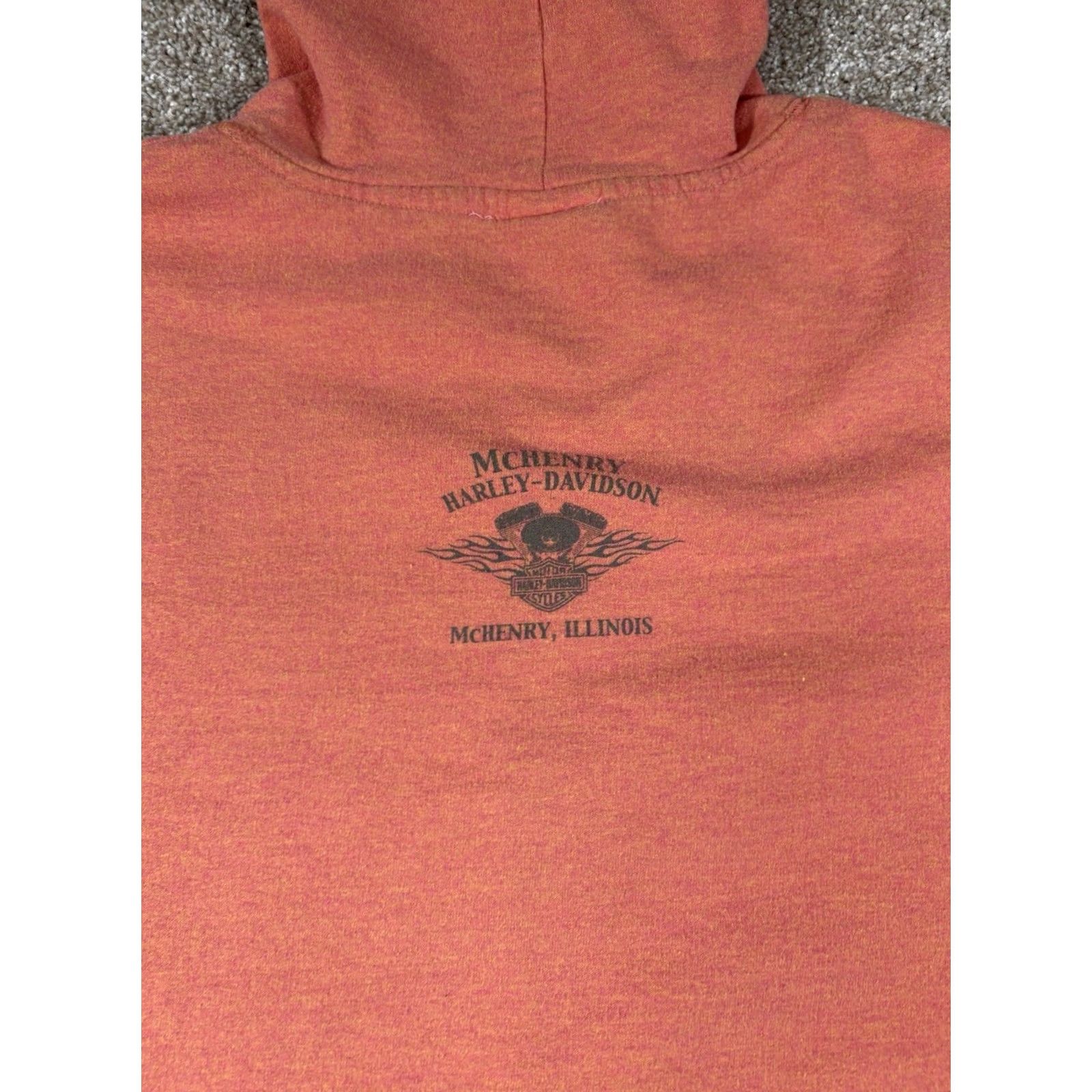 Bravado VINTAGE Harley Davidson Womens Zip Up Sweatshirt Burnt Salmon McHenry Illinois • Size XL Orange Full Zip Hoodie Womens XL Bravado Cotton Activewear Size XL / US 12-14 / IT 48-50 - 4 Thumbnail