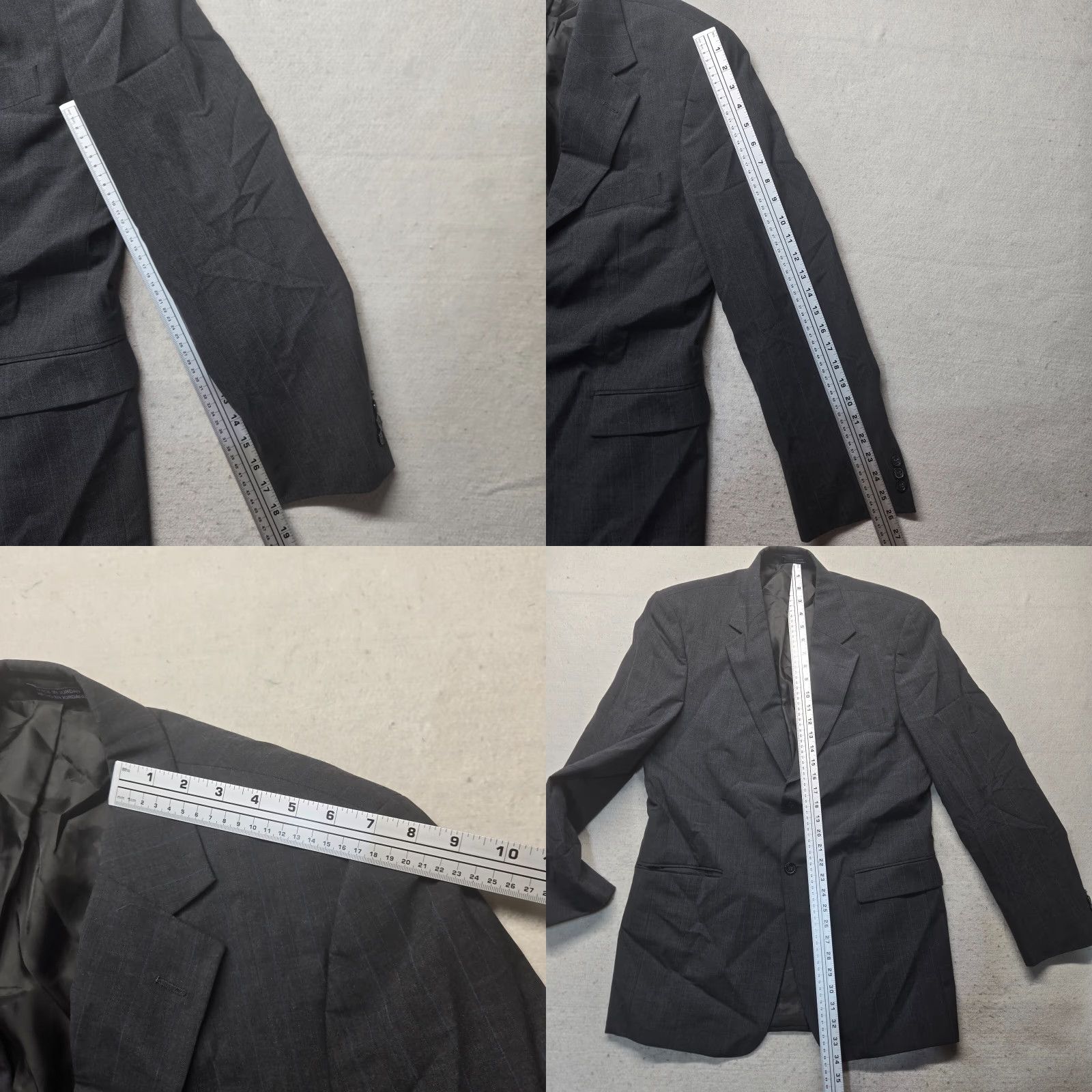 Stafford Stafford Wool Suit Jacket Regular 40L Long Mens Gray Two-Button Notch Notch Lapel Business Coat 40 Mens Size 40R - 8 Thumbnail