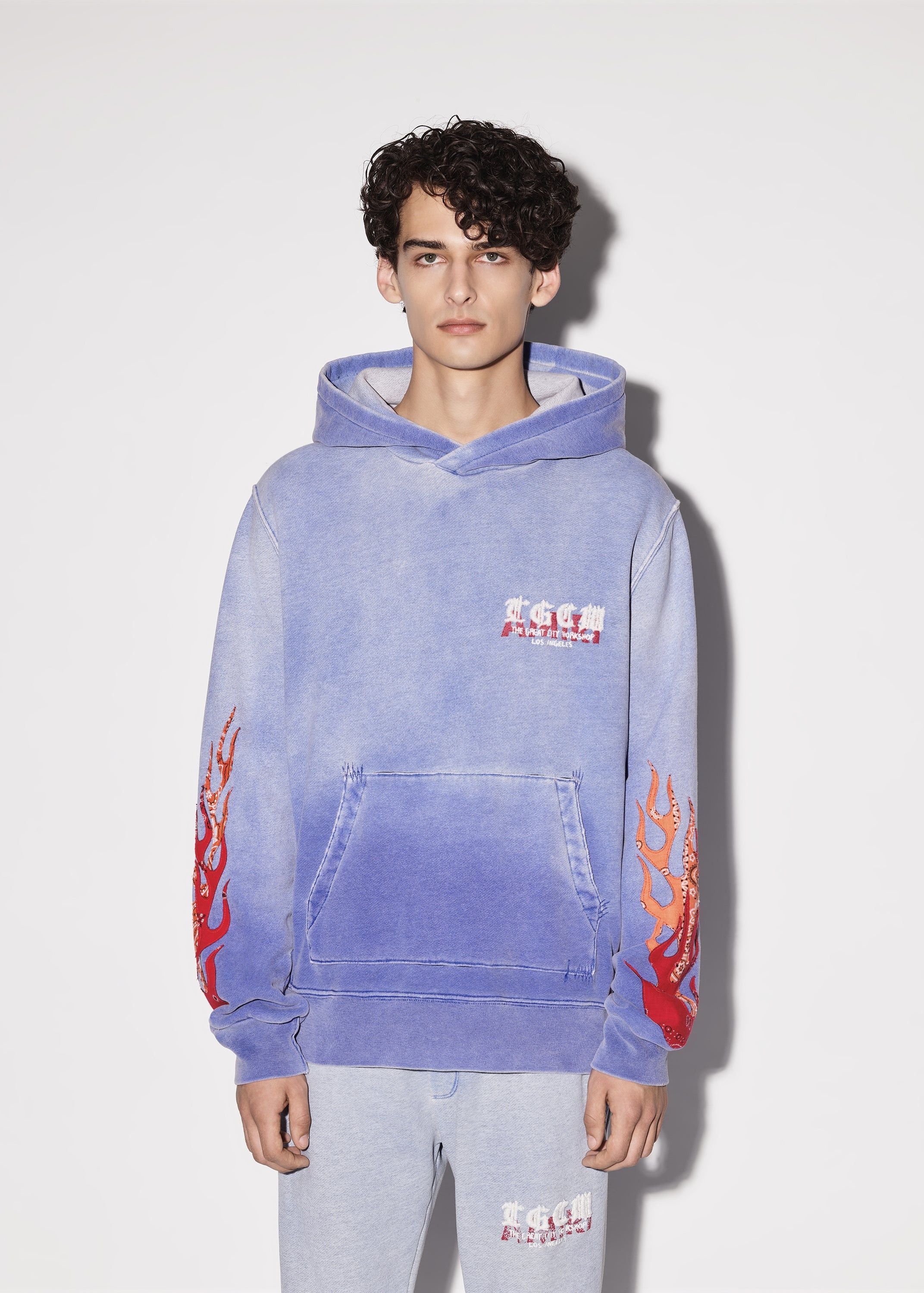 Amiri o1mle0925 T.G.C.W Flames Hoodies in Blue Size US M / EU 48-50 / 2 - 2 Thumbnail