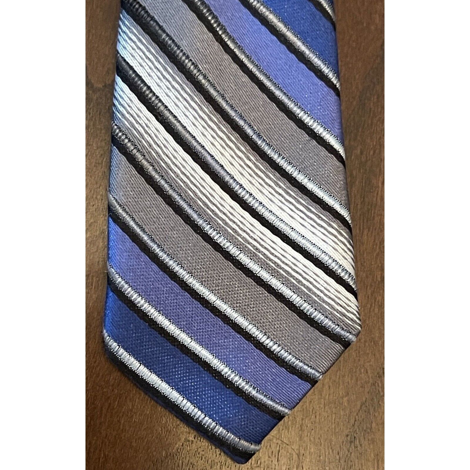 Van Heusen Van Heusen Blue Gray Black 100% Silk Made In China Size ONE SIZE - 6 Thumbnail
