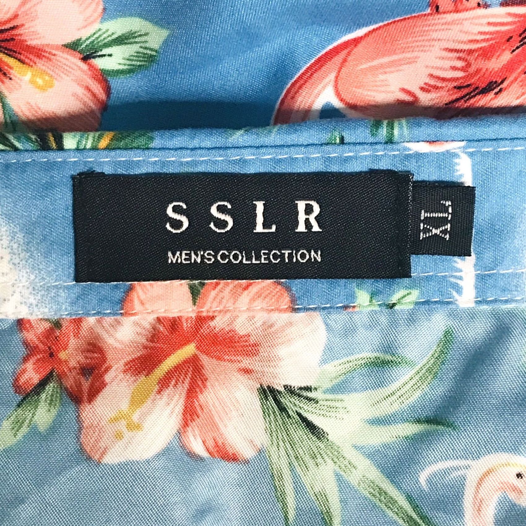 Vintage SSLR Men Tropical Flamingo Palm Tree Hibiscus Floral Island Button-Up Hawaiian Short Sleeve Shirt XL Size US XL / EU 56 / 4 - 3 Thumbnail
