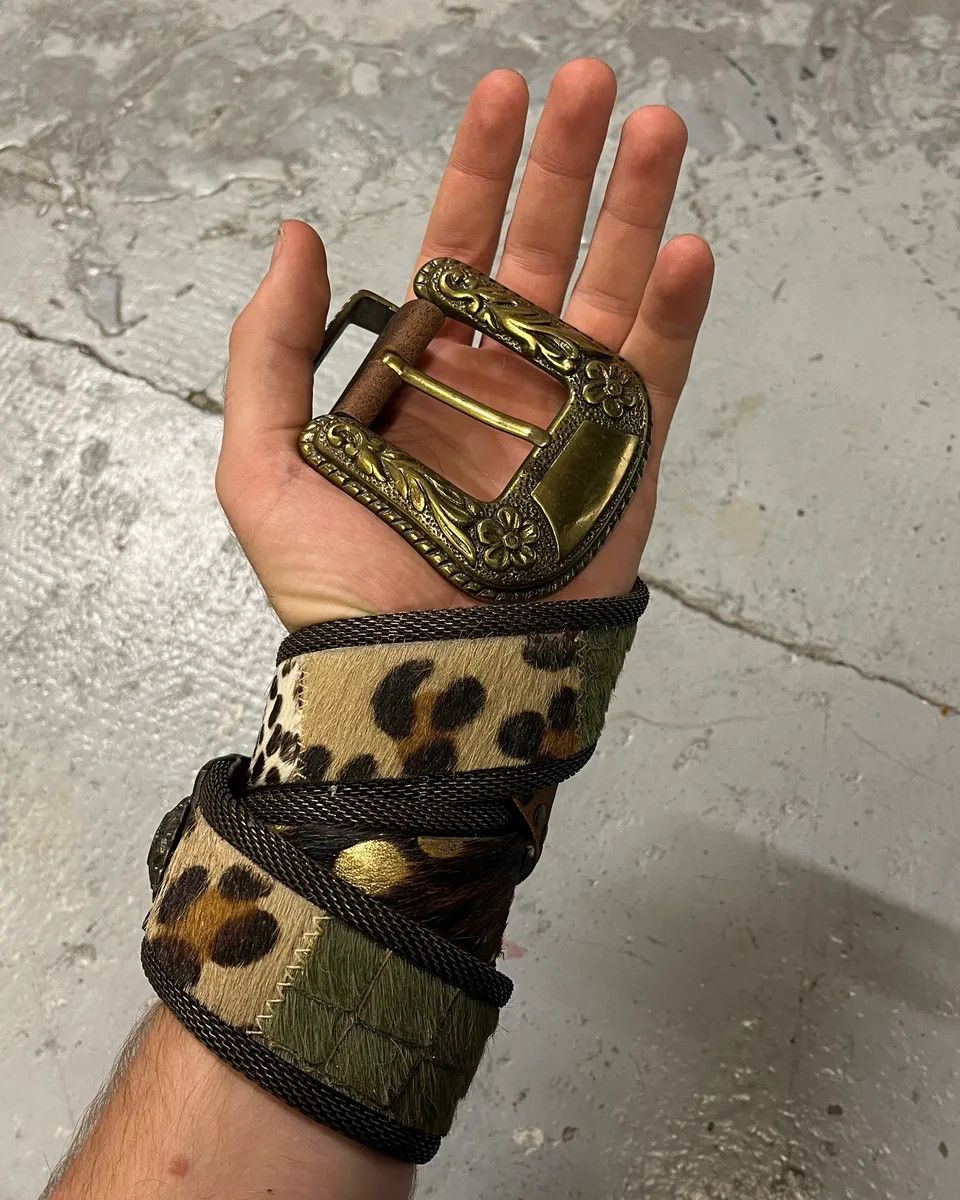 Vintage 2000s Nanni Hyrbid Animal Leather Metal Belt Size ONE SIZE - 2 Thumbnail