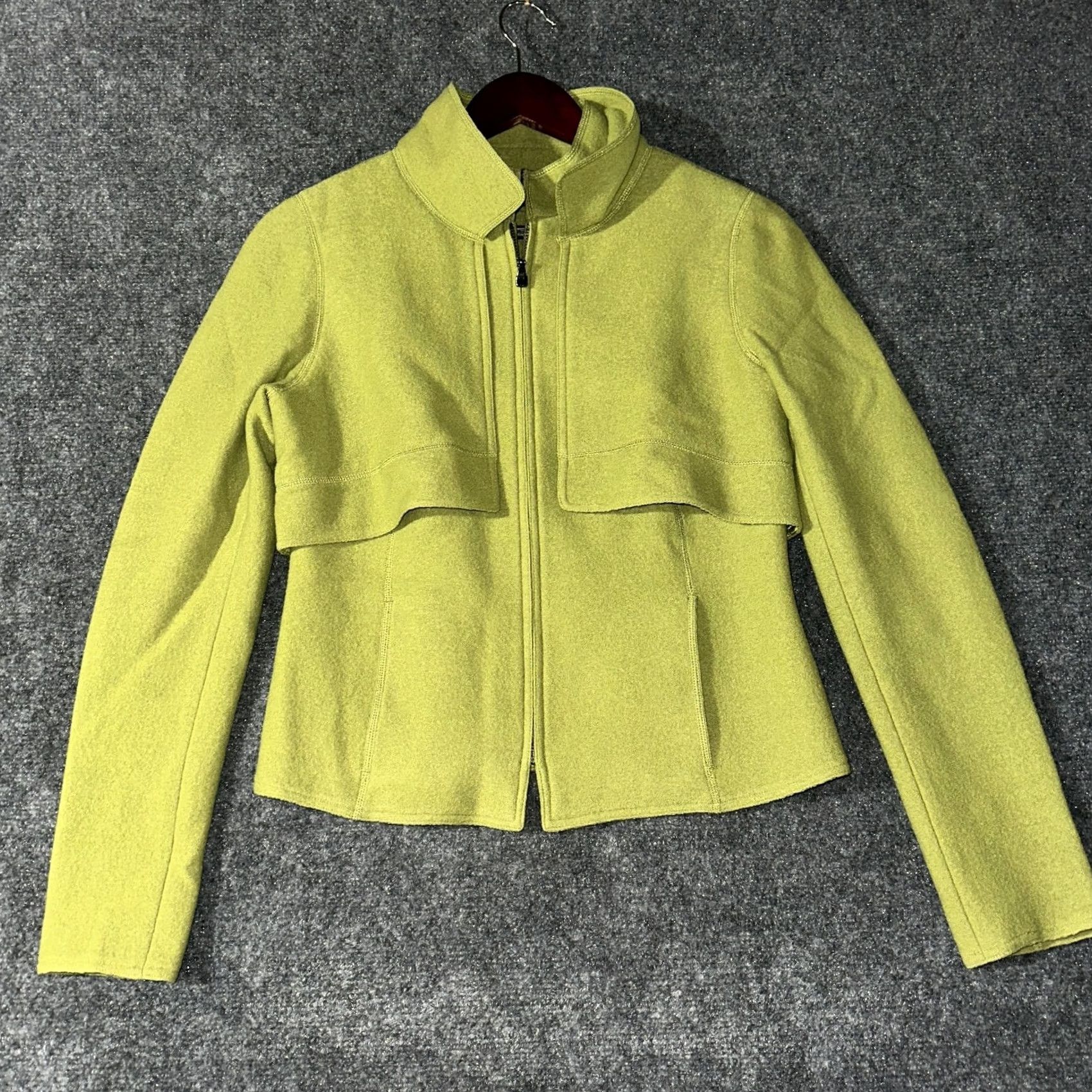 Vintage VINTAGE: No - Per Se Jacket Womens 2 Green Wool Pockets Full Zip Mock Neck Collar Shirt Jacket Womens 2 Green Wool Pockets Full Zip Mock Neck Collar Size XS / US 0-2 / IT 36-38 - 2 Thumbnail