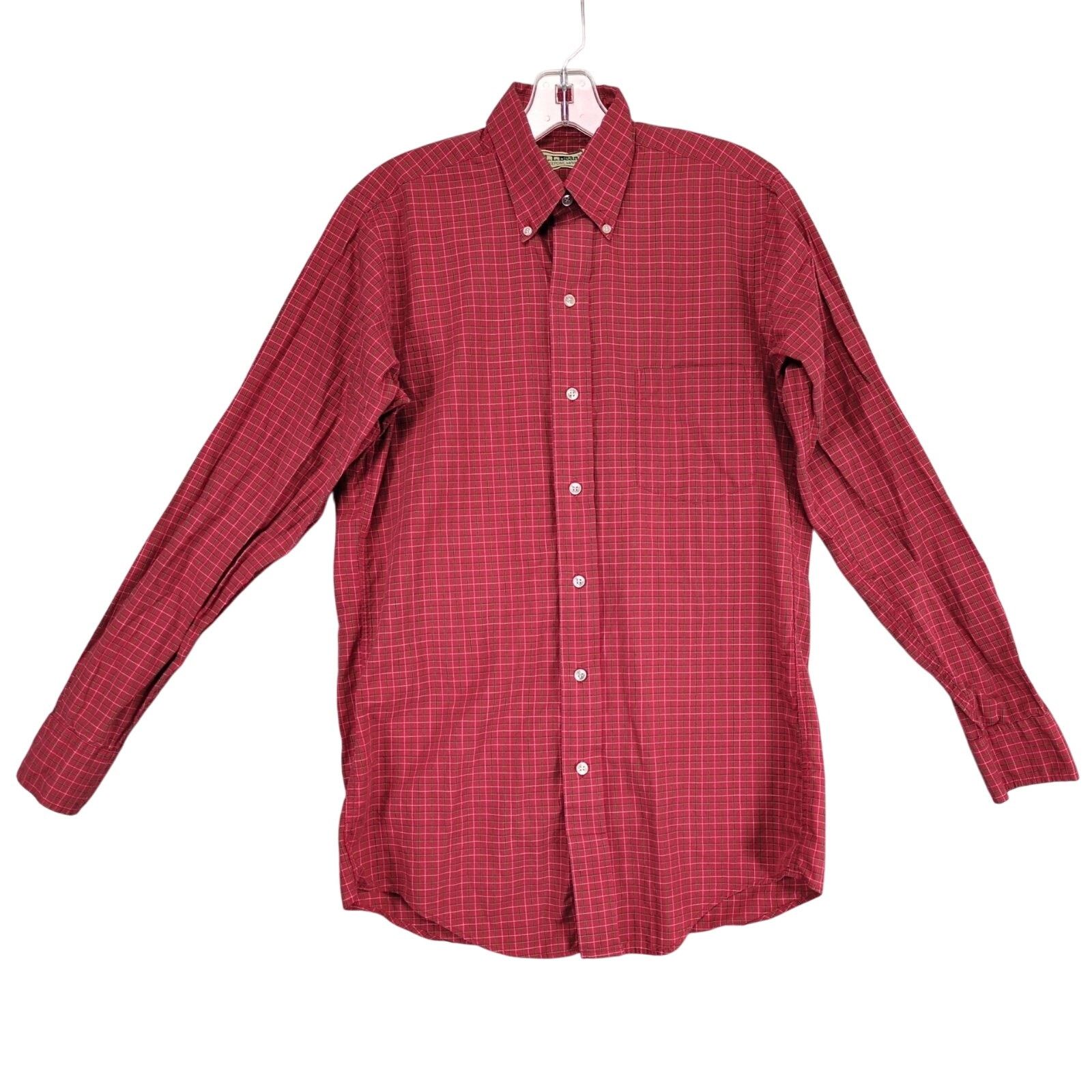 L.L. Bean Vtg 80s L.L. Bean Men's Red Check Plaid Button Down Shirt Size US S / EU 44-46 / 1 - 1 Thumbnail