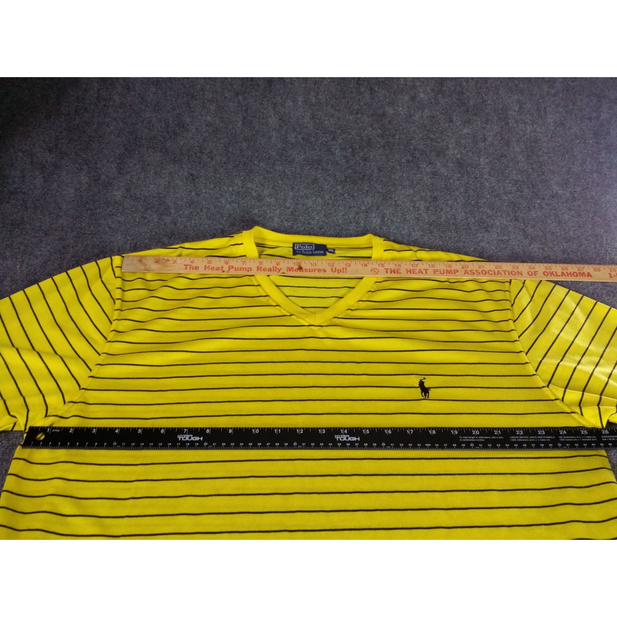 Polo Ralph Lauren Polo Ralph Lauren Tshirt Men Sz 3XL Striped Yellow Black V N Size US XXL / EU 58 / 5 - 5 Thumbnail