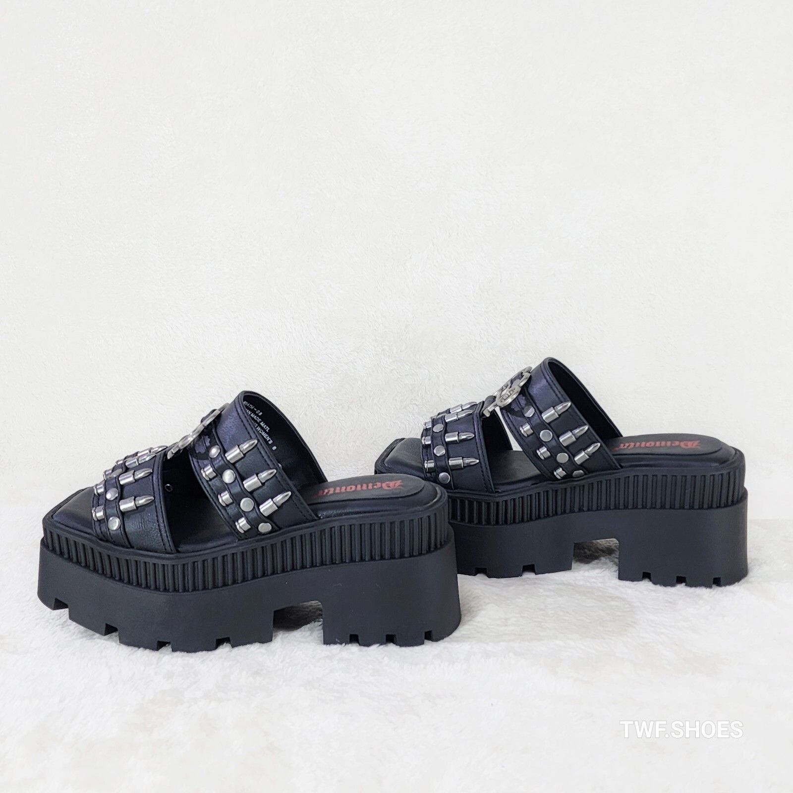 Demonia Cult DEMONIA Wrath Bullet Stud Brass Knuckle Platform Goth Sandal Size US 8 / IT 38 - 4 Thumbnail