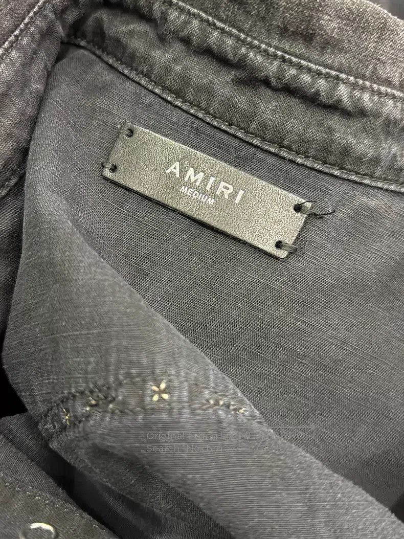 Amiri Amiri Studded and Crystal Encrusted Denim Shirt Size US M / EU 48-50 / 2 - 2 Thumbnail