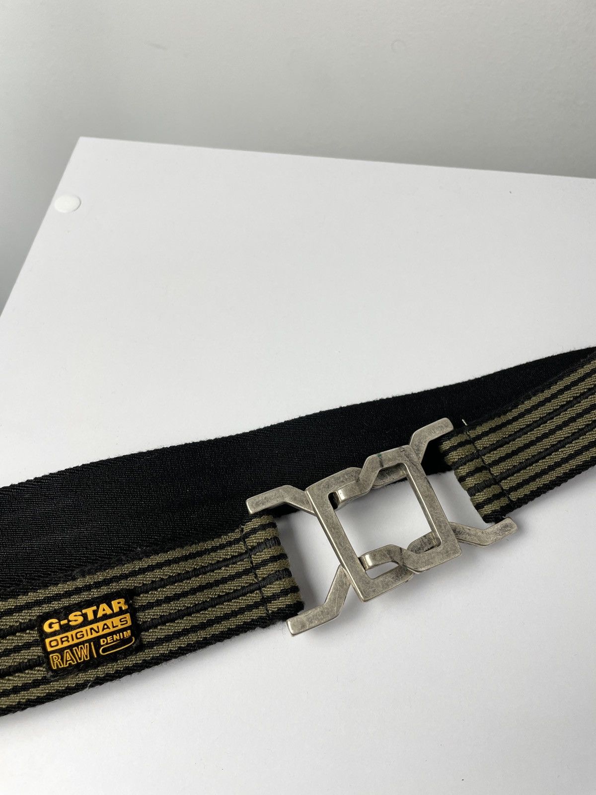 G-Star × Vintage 🦎VINTAGE🦎 G Star Raw Military elastic striped Y2K Belt Size 36 - 3 Thumbnail