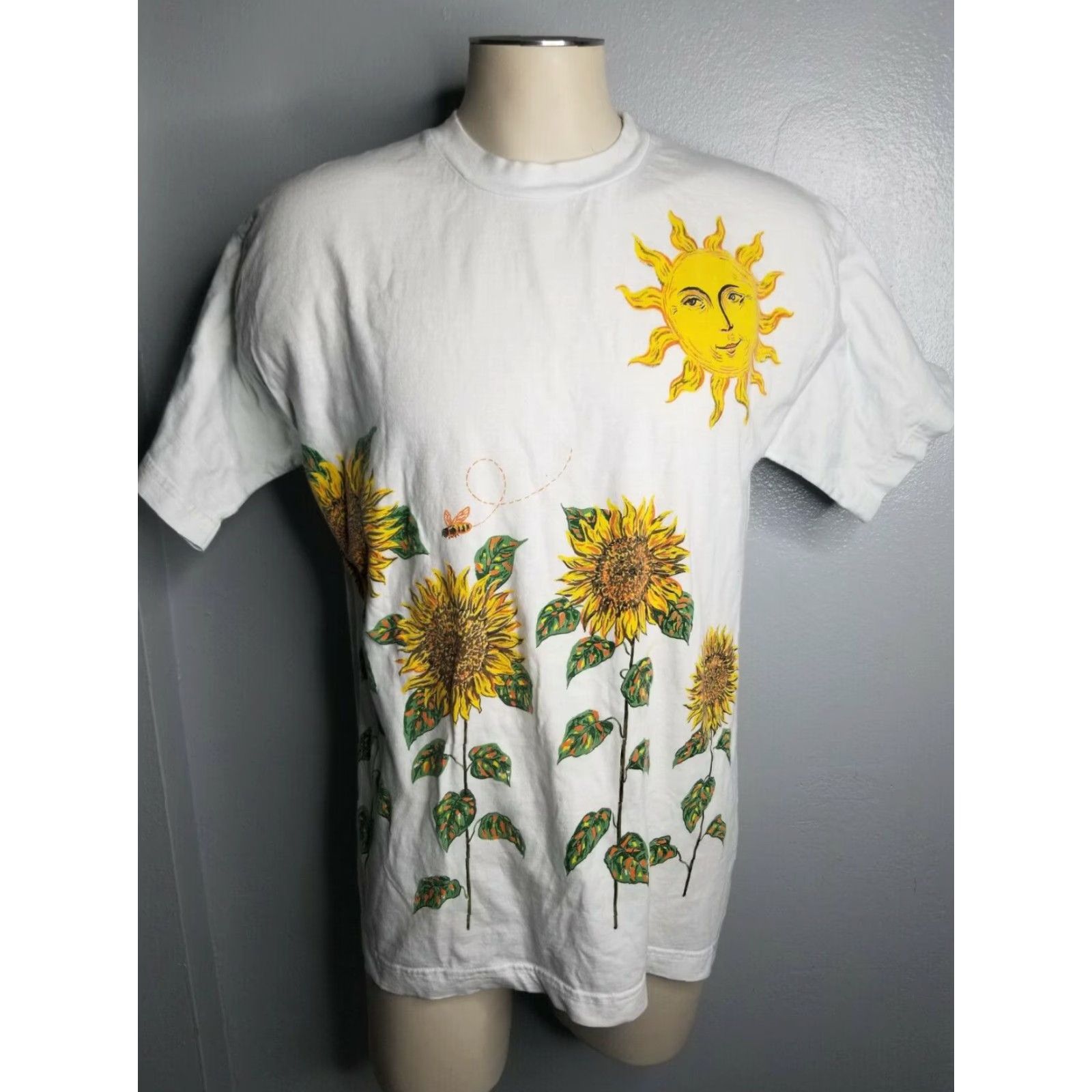 Sunflower VINTAGE 1980s American Weekend Sunflower Graphic T-Shirt Oversized Women’s M/L All Over Print Casual White Size M / US 6-8 / IT 42-44 - 7 Thumbnail