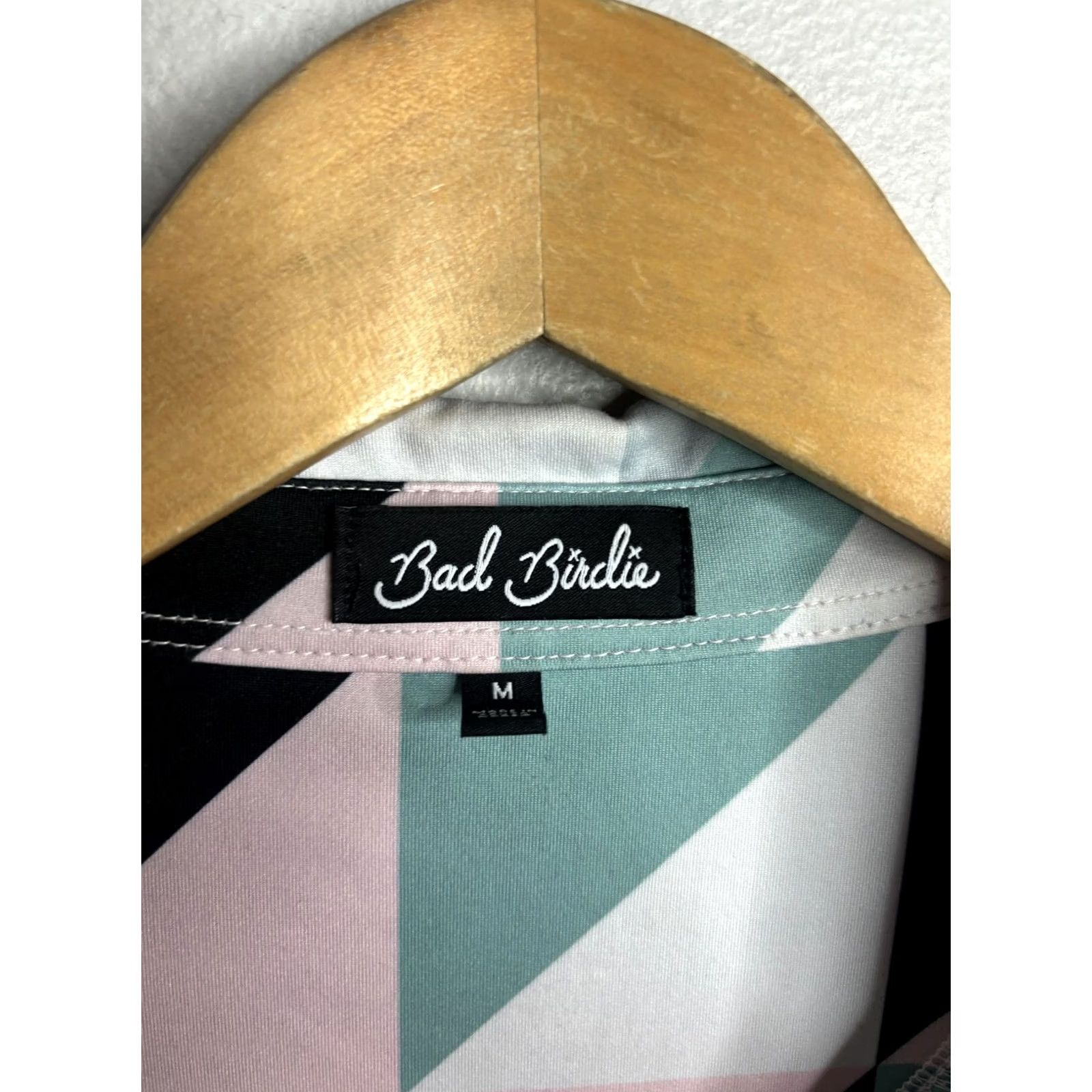 Vintage Bad Birdie Polo Shirt Mens M Pink Green Black Geometric Golf Allover Print Size US M / EU 48-50 / 2 - 4 Thumbnail