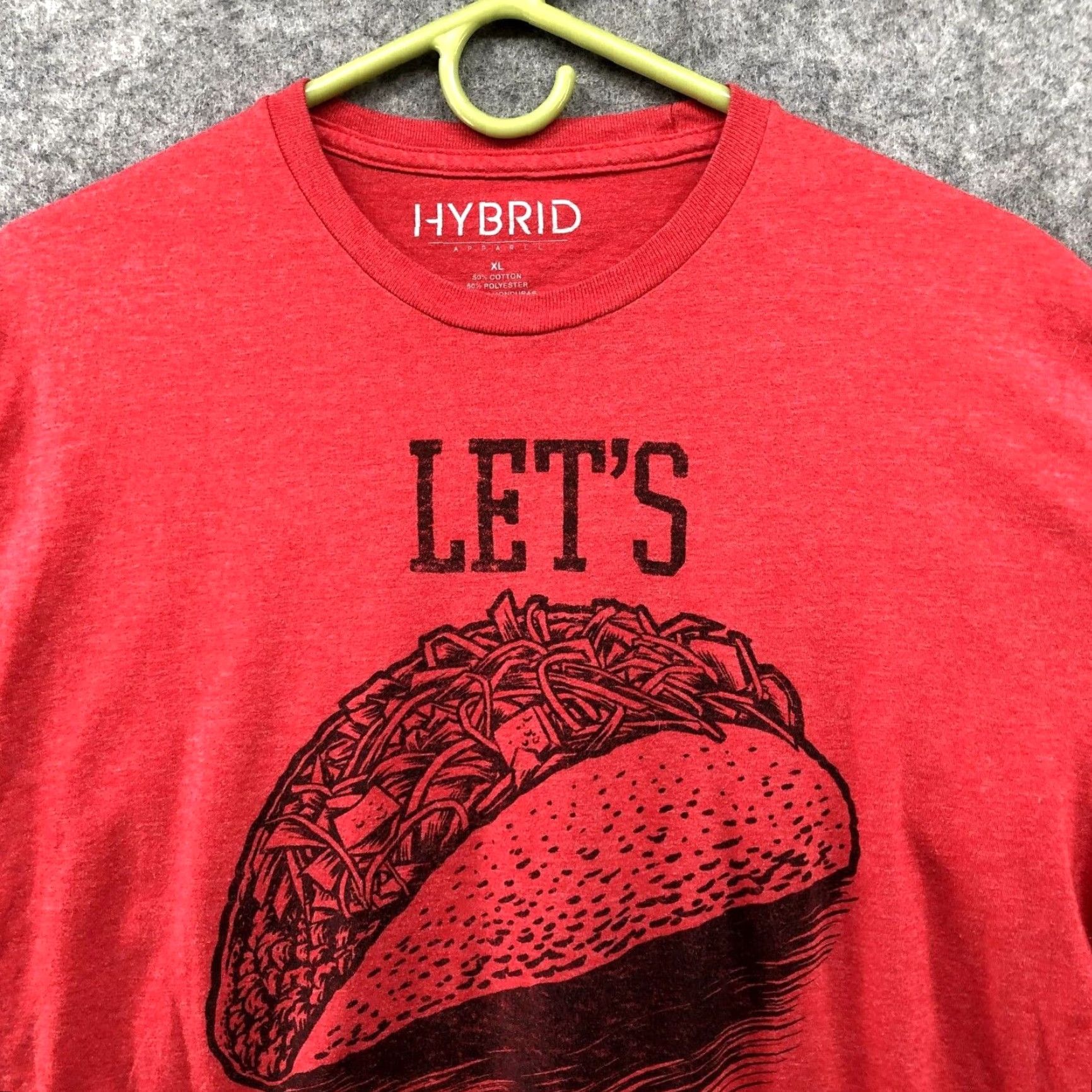 Vintage Hybrid T-Shirt Men's XL Red Cotton Blend Taco Bout It Crew Neck Short Sleeve - Men's Tee - Mens Size US XL / EU 56 / 4 - 3 Thumbnail