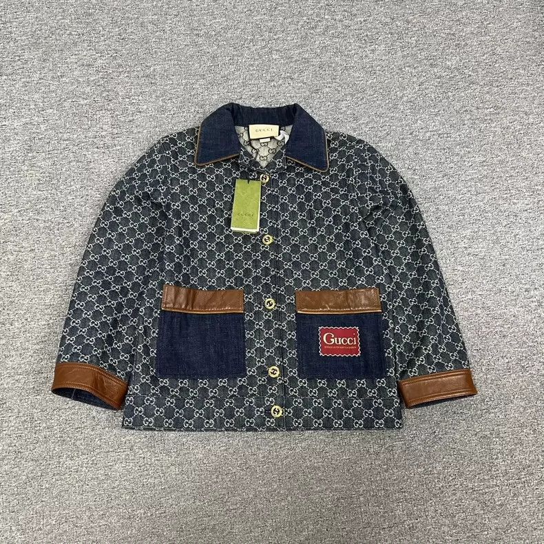 Gucci Gucci G Monogram Denim Jacket with Leather Trim-2506 Size XS / US 0-2 / IT 36-38 - 1 Thumbnail