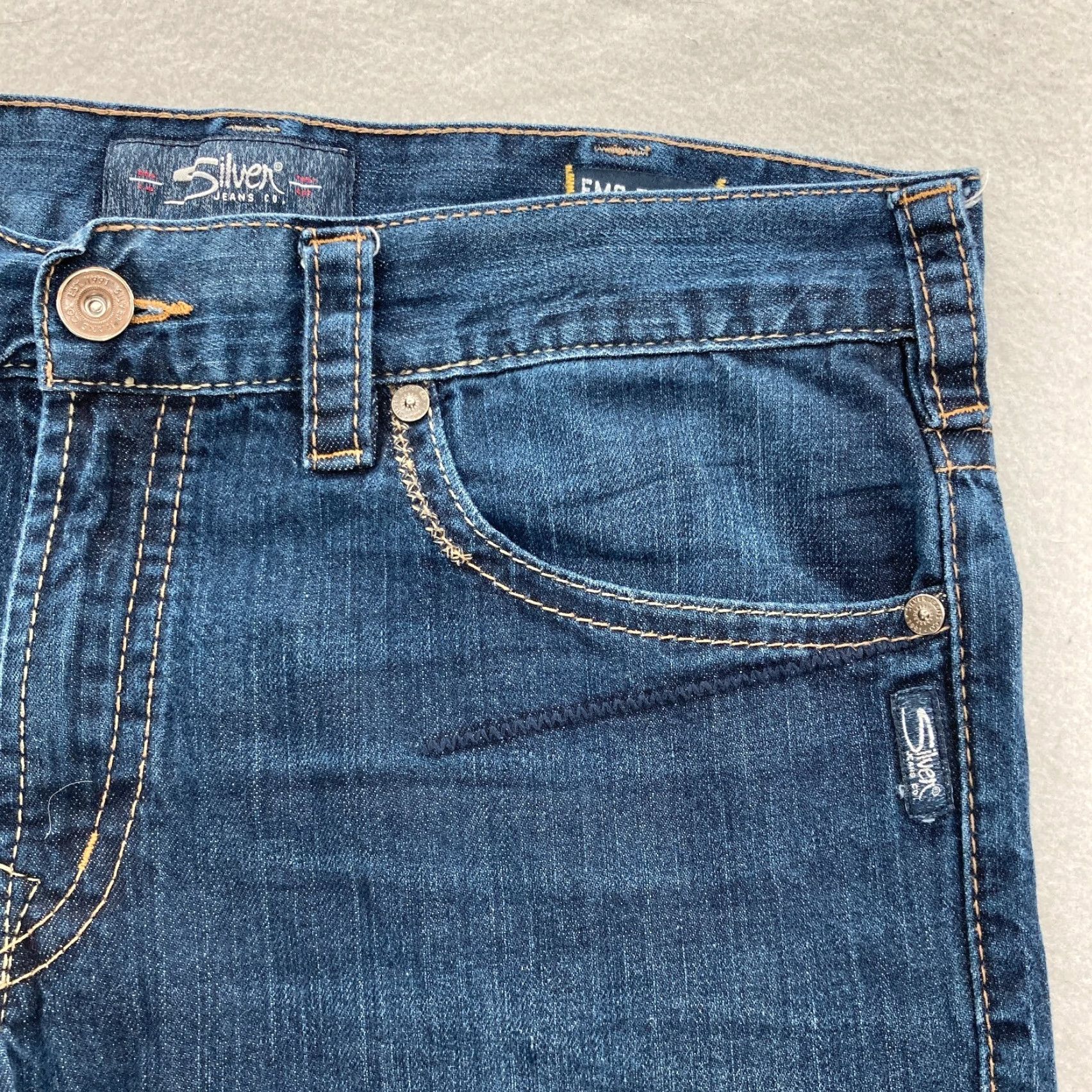 Silver Jeans Co. VINTAGE Silver Jeans Eddie Mens 42x30 Dark Blue EMC Denim Straight Leg Grunge Rock Size US 42 / EU 58 - 4 Thumbnail