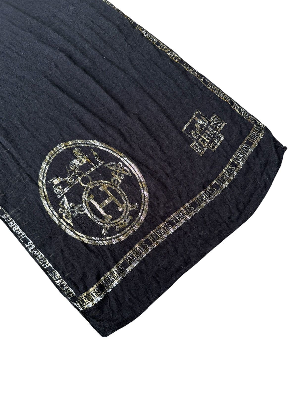 Hermes Hermes Paris Black Silk Scarf Size ONE SIZE - 4 Thumbnail
