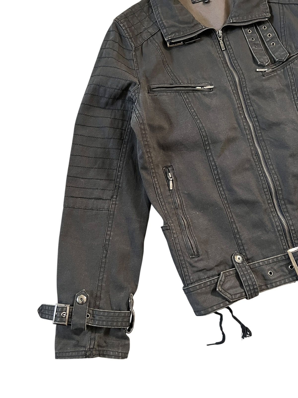 LOWBOX 2000s Lowbox Washed Black Lace-Up Biker Jacket Size US M / EU 48-50 / 2 - 7 Thumbnail