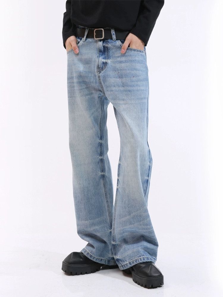 washed faded gradient bootcut jeans