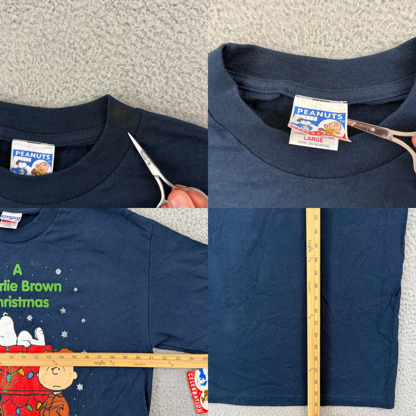 Peanuts VINTAGE Peanuts T-Shirt Shirt Short Sleeve 90s Christmas 1990s Blue Cotton Adult Large Mens Mens Size US L / EU 52-54 / 3 - 8 Thumbnail
