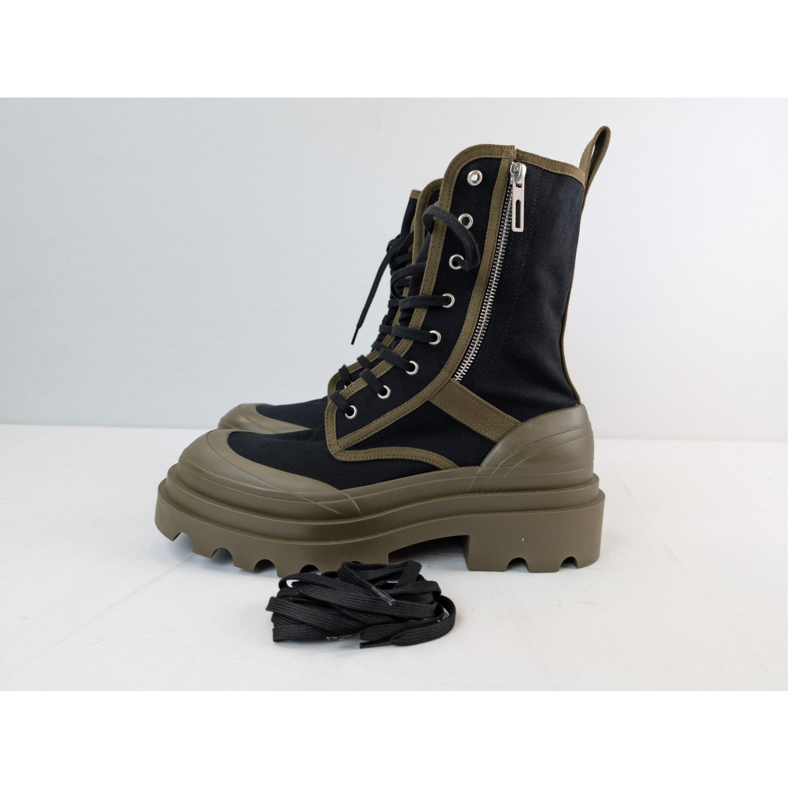 Bottega Veneta o1rshd1 Canvas Lace up Boots in Black Size US 10 / EU 43 - 10 Thumbnail