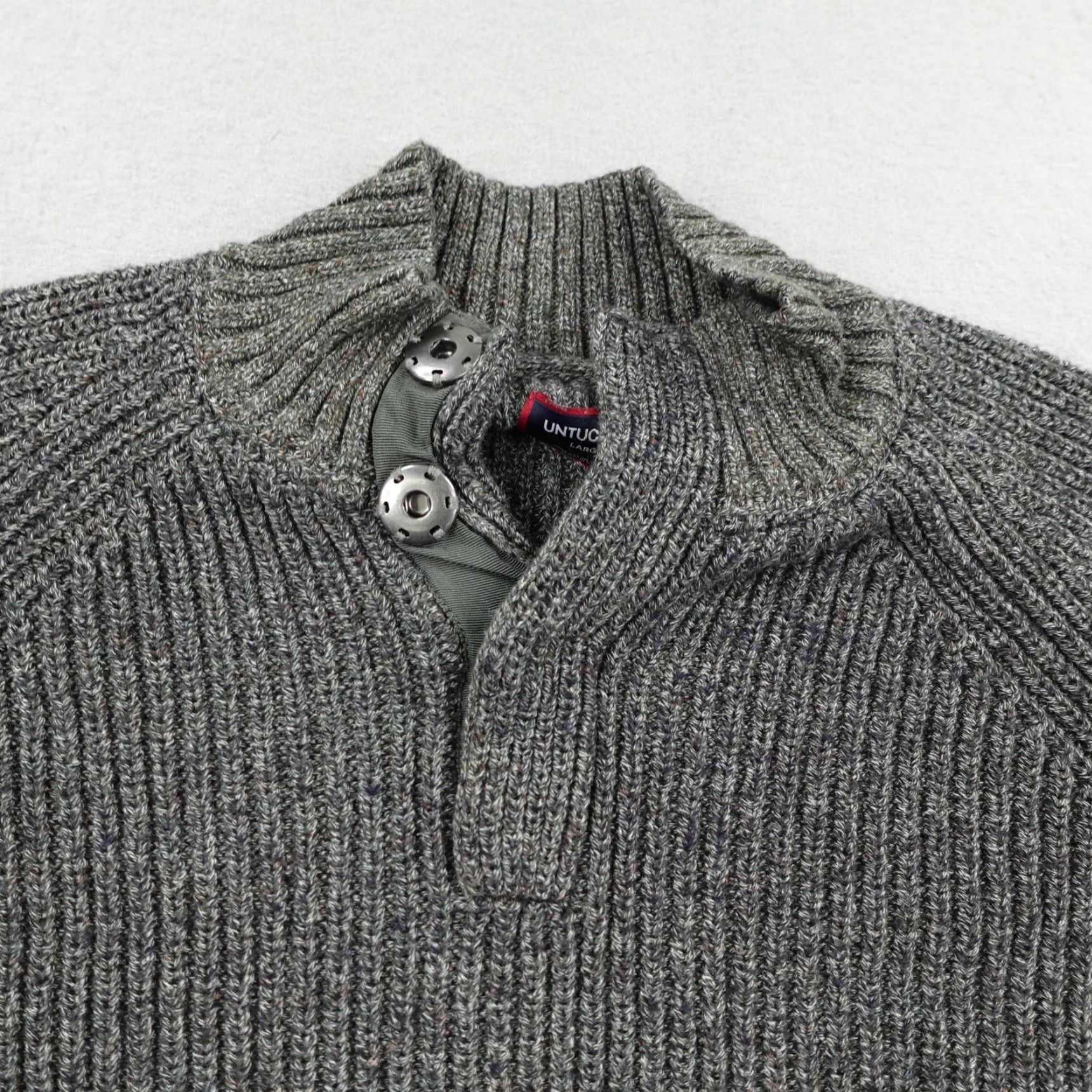 UNTUCKit UNTUCKit Gray Henley Sweater Mens Large Mock Neck Pullover Elbow Patch Size US L / EU 52-54 / 3 - 2 Thumbnail