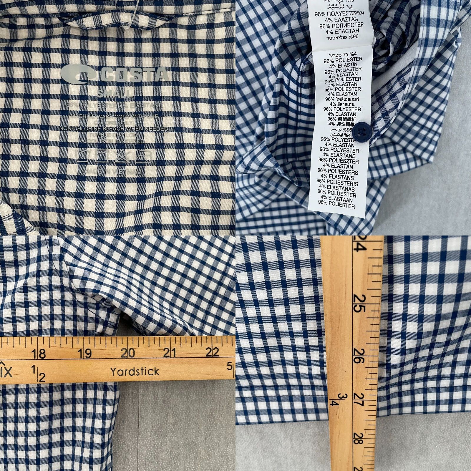 Costa Del Mar Costa Del Mar Shirt Adult Small Blue Plaid Button Down Mens S NEW Hybrid Tech Moisture Wicking Lightweight Casual Size US S / EU 44-46 / 1 - 8 Thumbnail