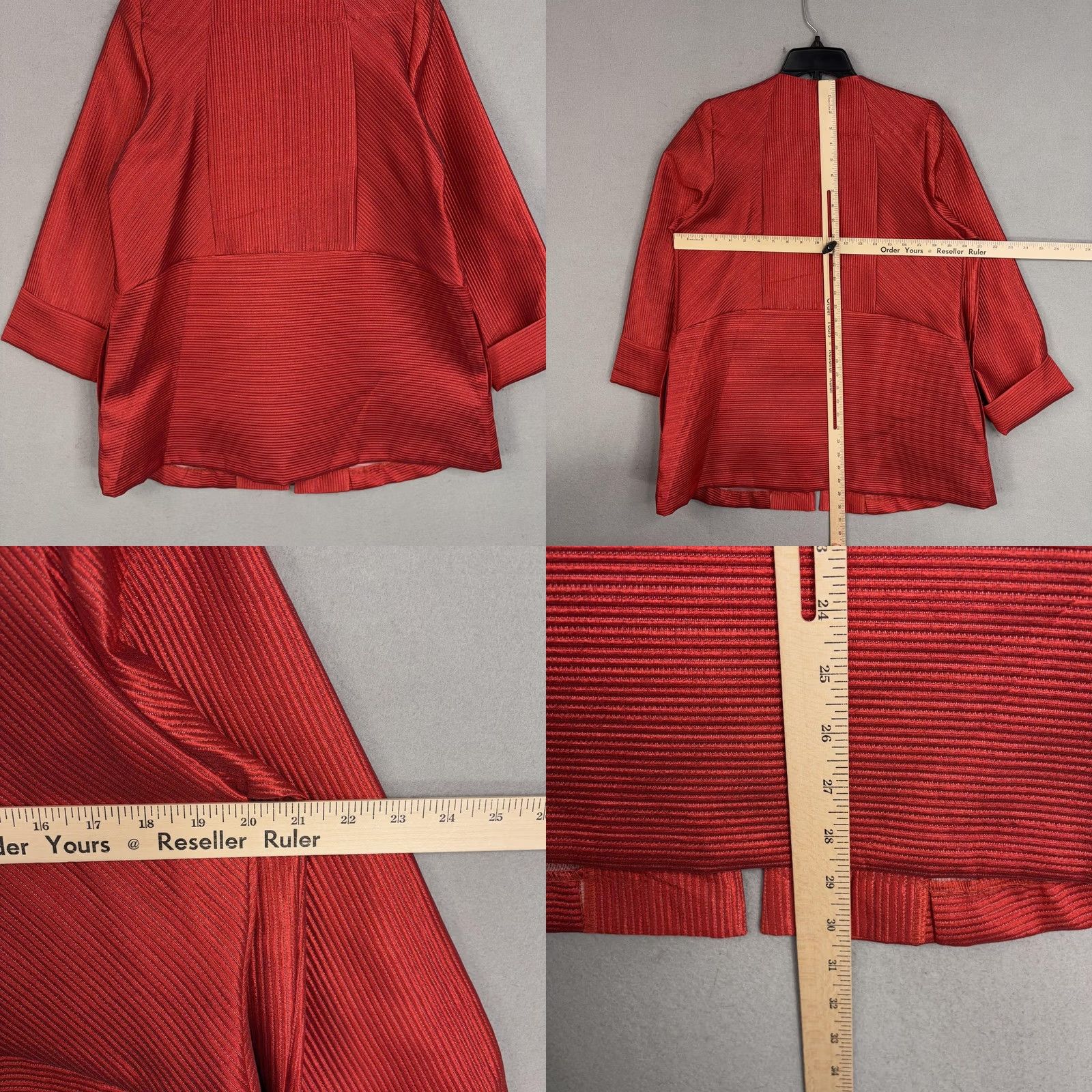 Vintage I.C. By Connie K Jacket Womens Medium Red Ribbed Polyester Striped Business Casual Size M / US 6-8 / IT 42-44 - 8 Thumbnail