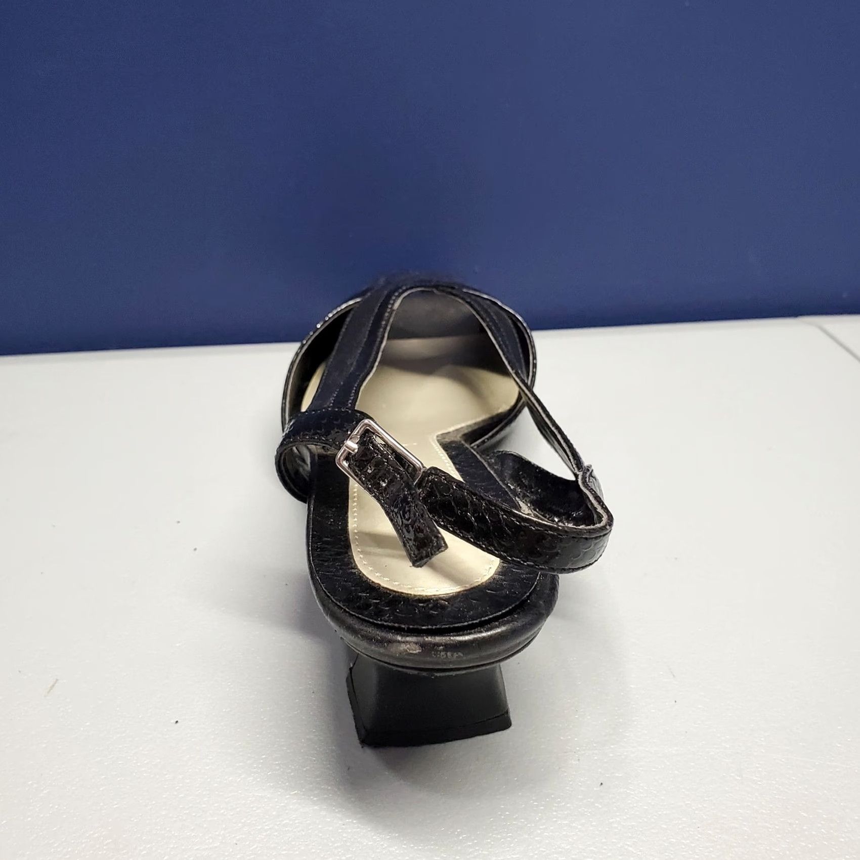 Vintage Easy Street Black Victorian Heels Womens Size 10M Slingback Open Toe Manmade Size US 10 / IT 40 - 4 Thumbnail
