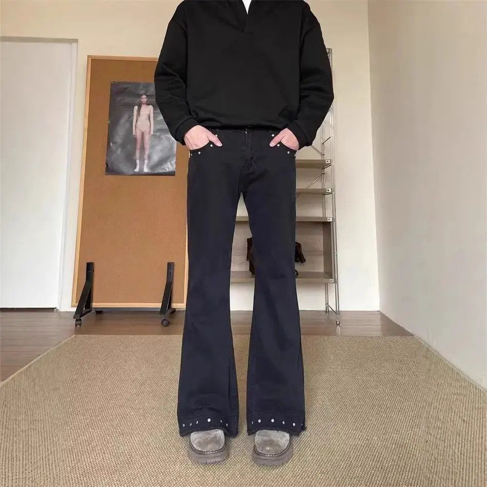 Japanese Brand Retro loose fringed slightly flared jeans Size US 32 / EU 48 - 3 Thumbnail