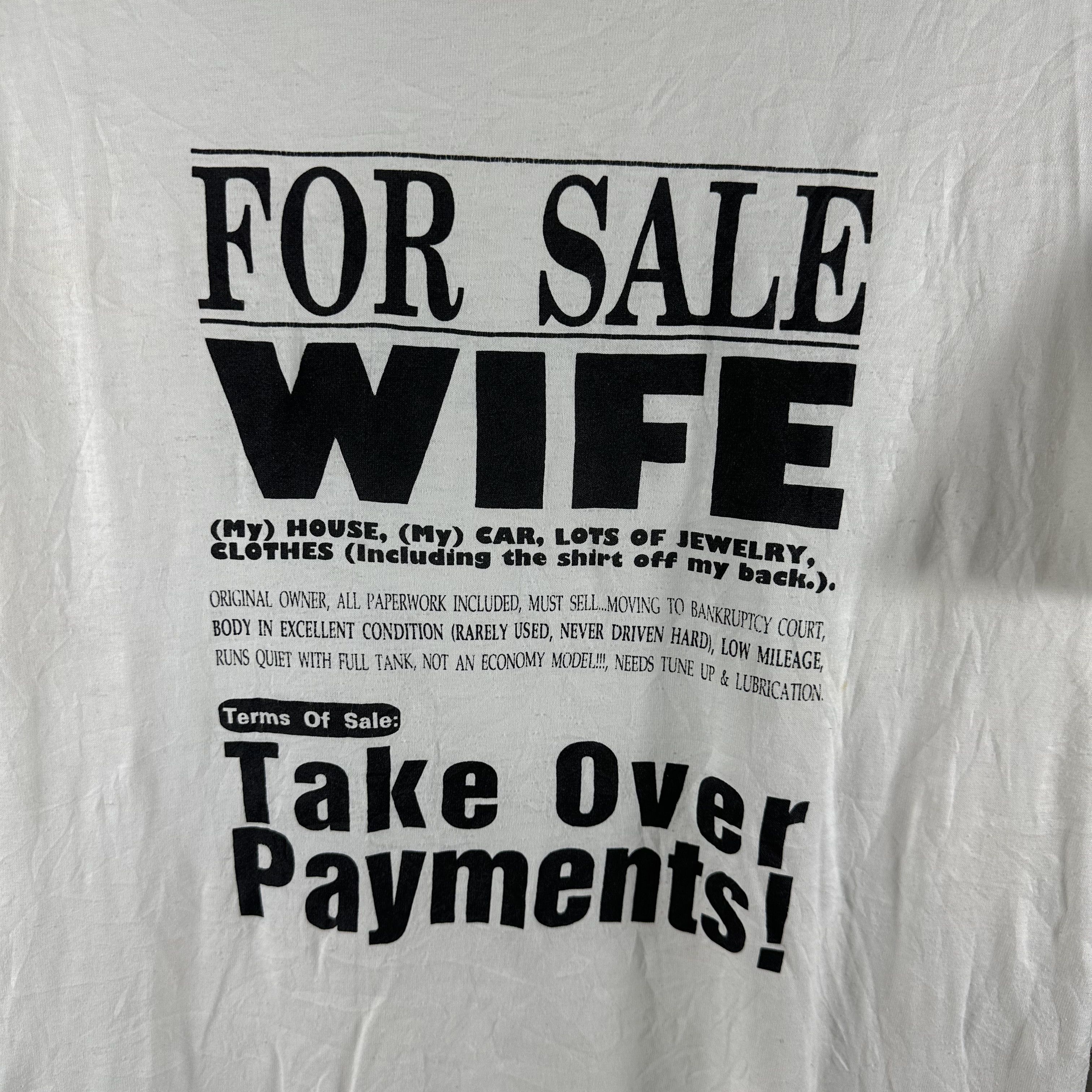 Vintage ​​90s For Sale Wife Take Over Payments Humor ​T-shirt Size US L / EU 52-54 / 3 - 2 Thumbnail
