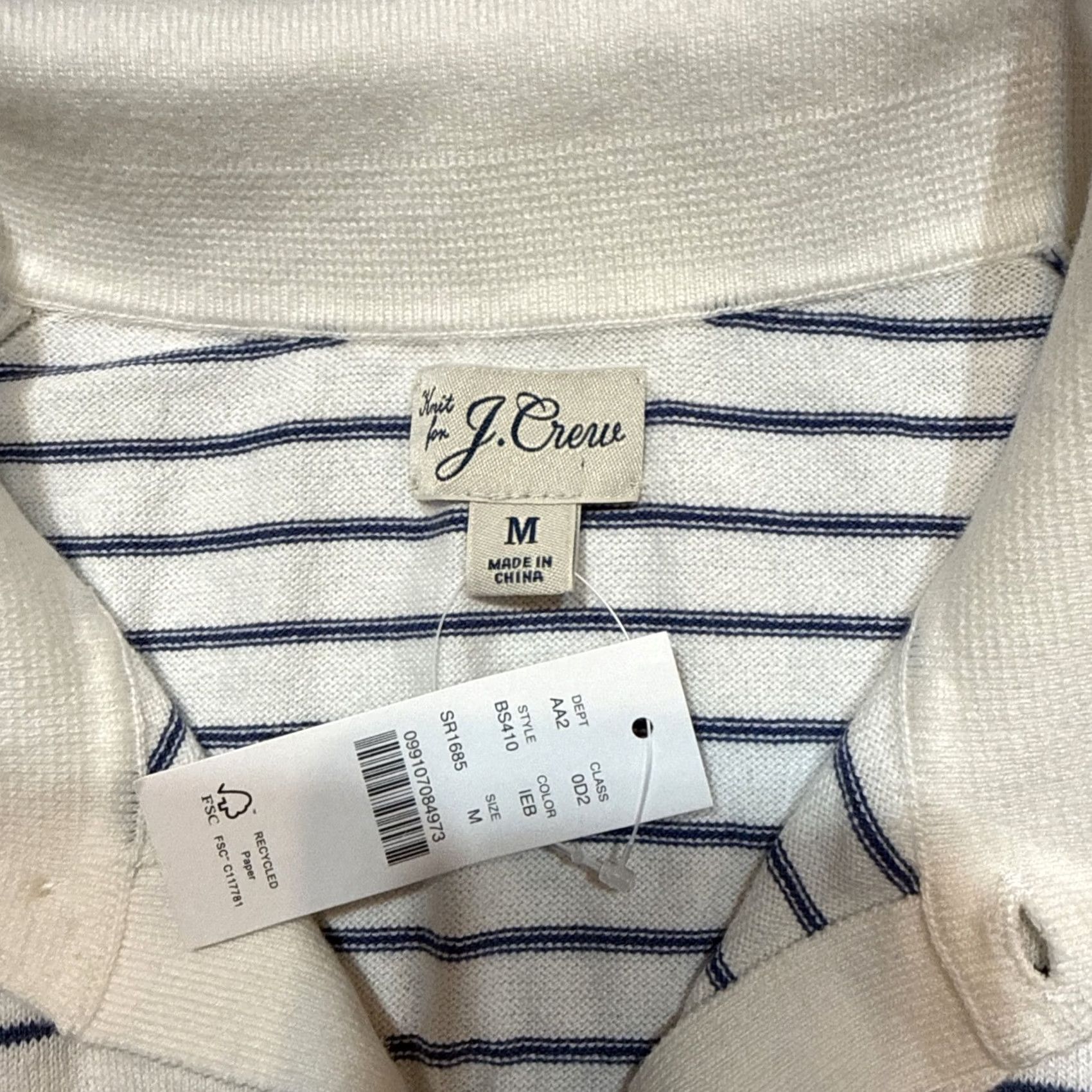J.Crew VINTAGE J.CREW Heritage Cotton Sweater Polo Mens Size M Striped Long Sleeve NWT Size US M / EU 48-50 / 2 - 3 Thumbnail