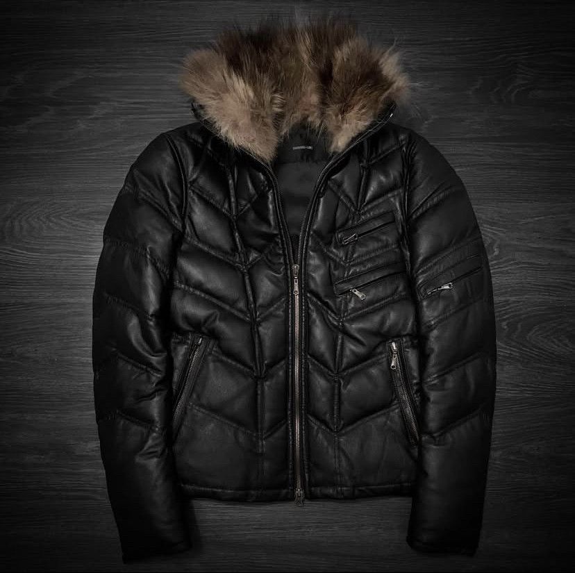 Yasuyuki Ishii Pigskin Raccoon Fur Down Leather Jacket