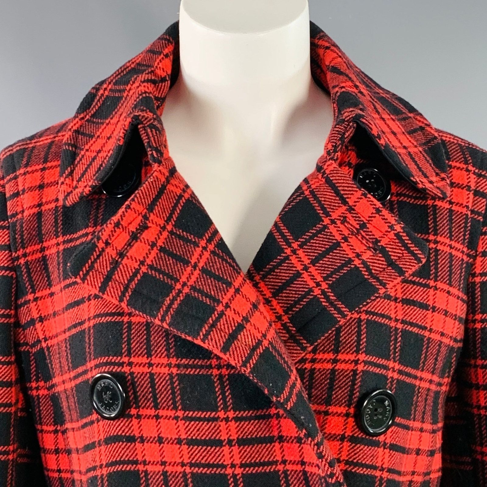 Marc by Marc Jacobs MARC by MARC JACOBS Red Black Wool Double Breasted Coat Size M / US 6-8 / IT 42-44 - 2 Thumbnail