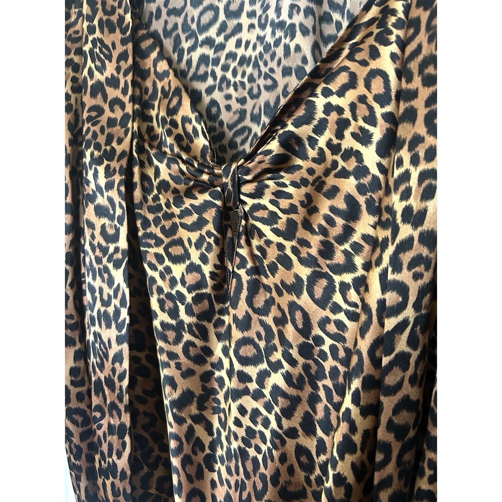 Vintage VINTAGE L.A. Intimates Leopard Print Chemise Nightgown Robe Set Womens XL Satin Polyester Brown 90s Belted Adjustable Strap Size ONE SIZE - 3 Thumbnail