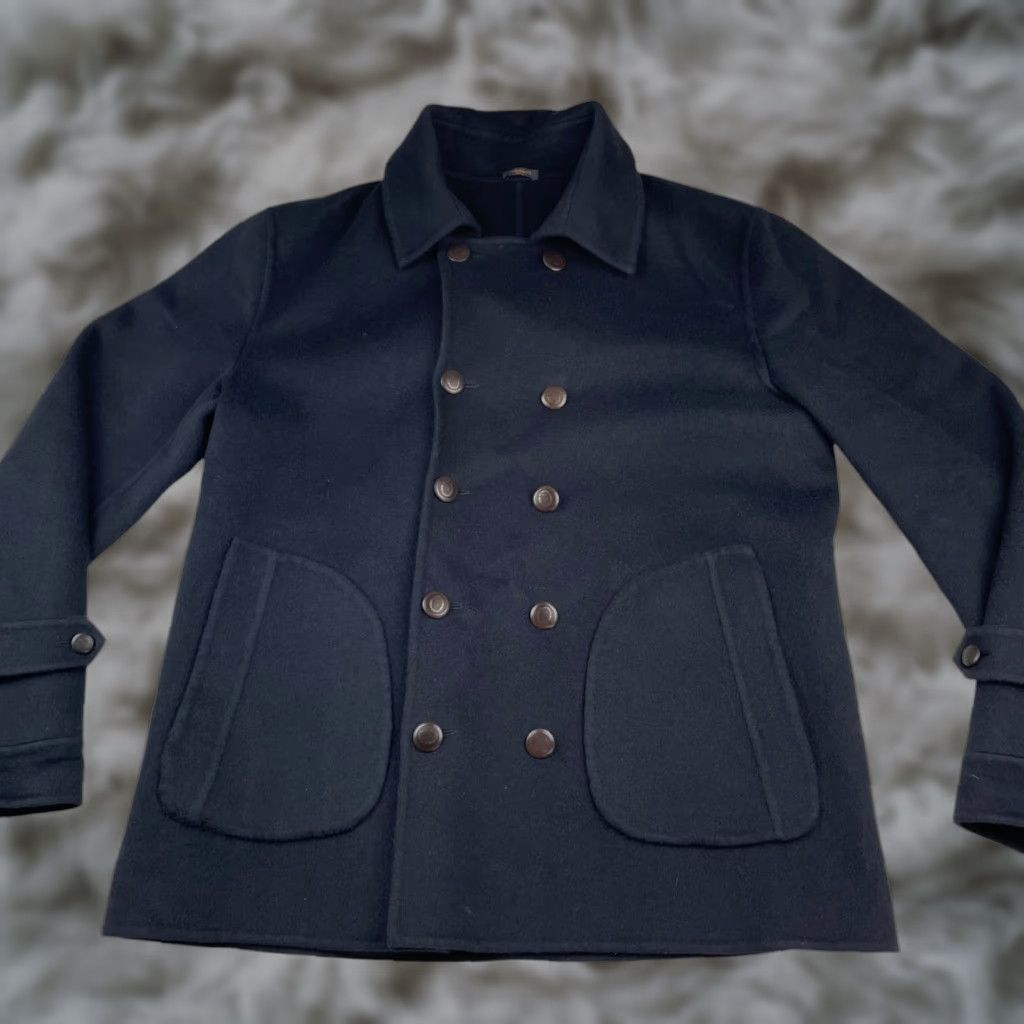 Apolis Rubinacci Napoli Men’s Pea Coat Navy Blue 46L Cashmere Double Breasted Italy Coat Mens Size US S / EU 44-46 / 1 - 1 Thumbnail