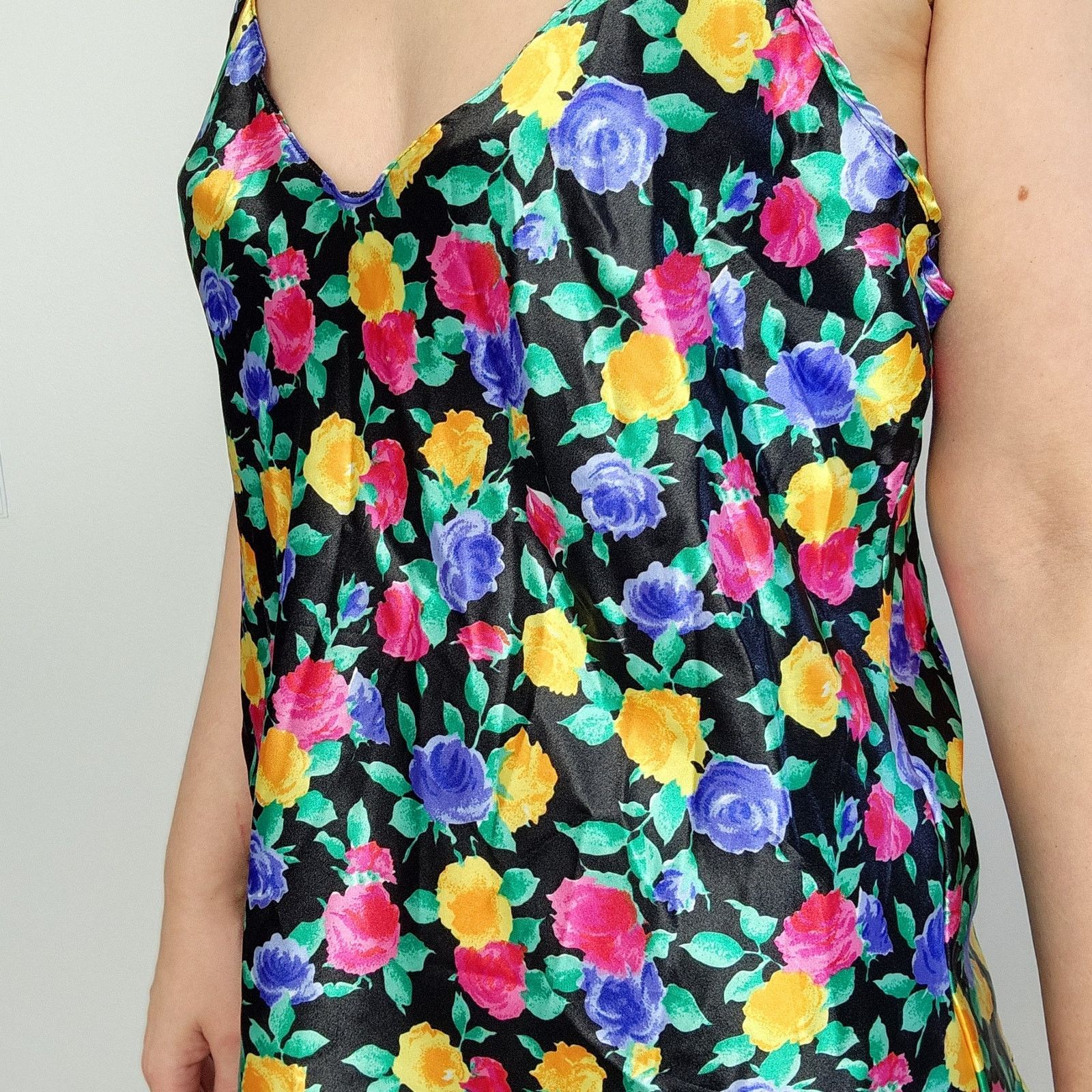 Vintage Vintage Silky Camisole Top Bright Floral Spaghetti Strap L Size L / US 10 / IT 46 - 3 Thumbnail