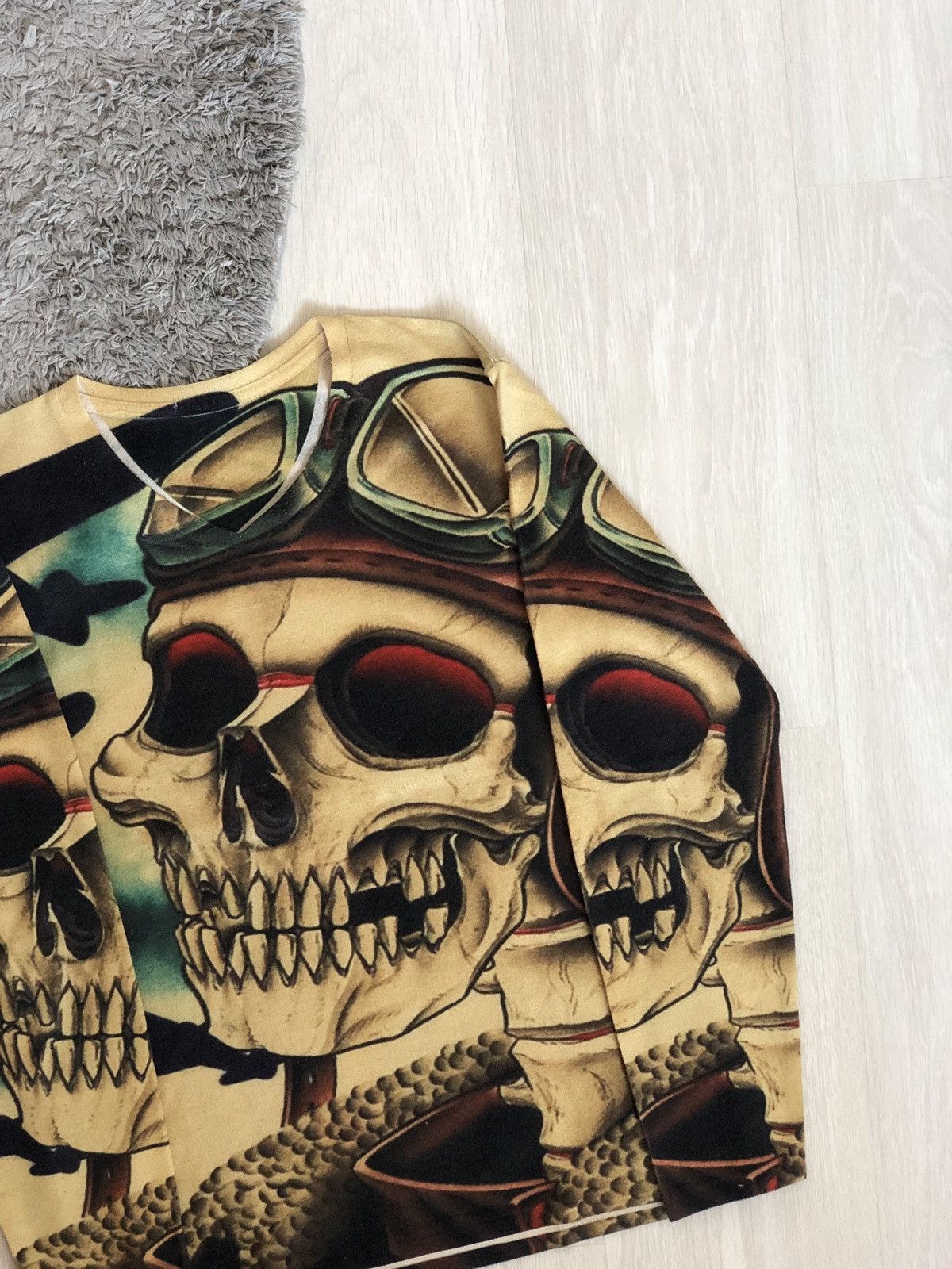 Japanese Brand × Vintage Vintage Y2K Japanese Style Skull Full Print Long Sleeve Size XL / US 12-14 / IT 48-50 - 2 Thumbnail