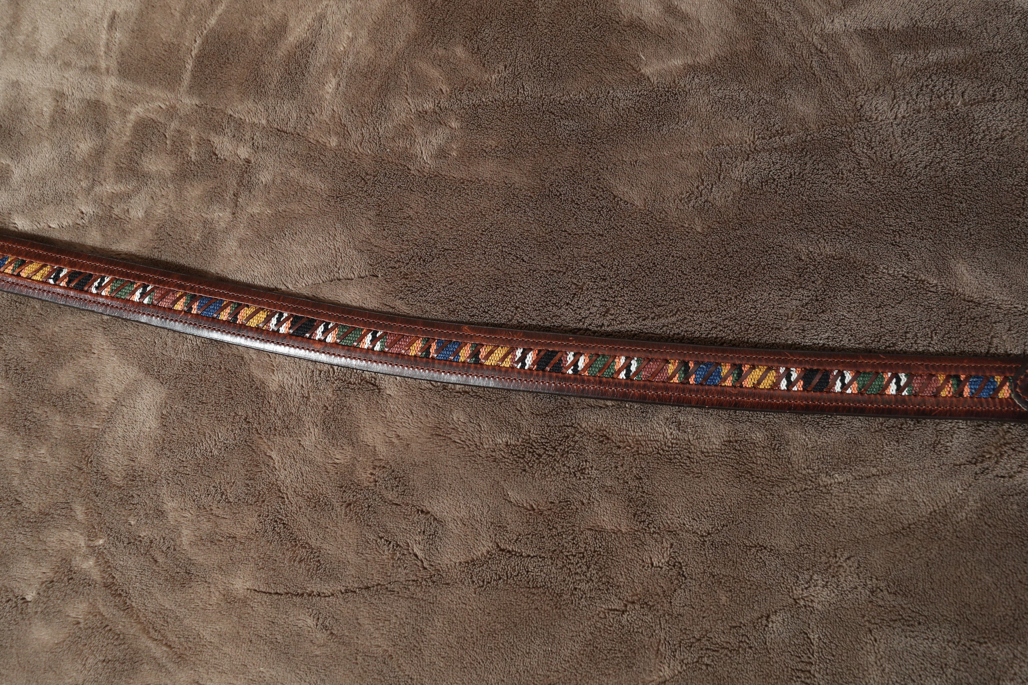 Columbia Columbia Vintage Leather Belt w/ Guatemalan Fabric (36/90) Size 36 - 4 Thumbnail