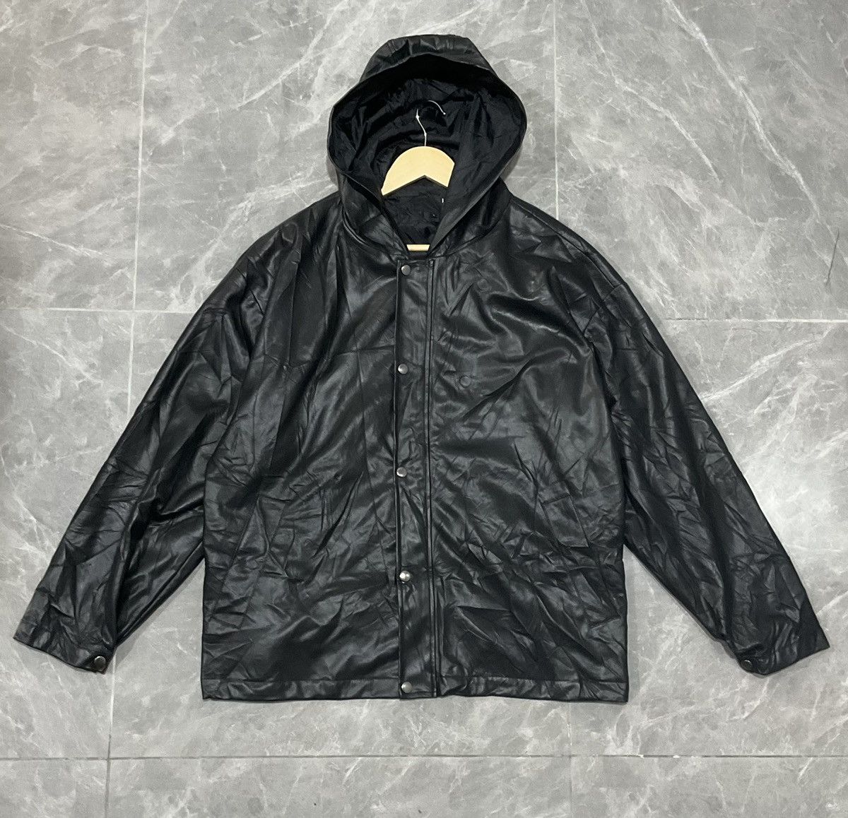 Other Men Black Soft Hoodie Leather Jacket Size US L / EU 52-54 / 3 - 1 Thumbnail