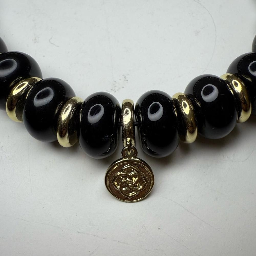 Designer Kendra Scott Rebecca Stretch Black Gold Beaded Bracelet Size ONE SIZE - 5 Thumbnail