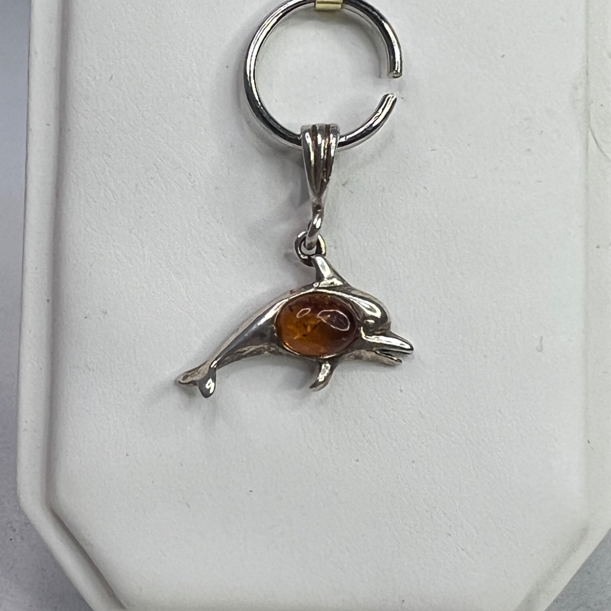 Other Cognac Amber Dolphin Pendant 925 Sterling Silver Womens Jewe Size ONE SIZE - 3 Thumbnail