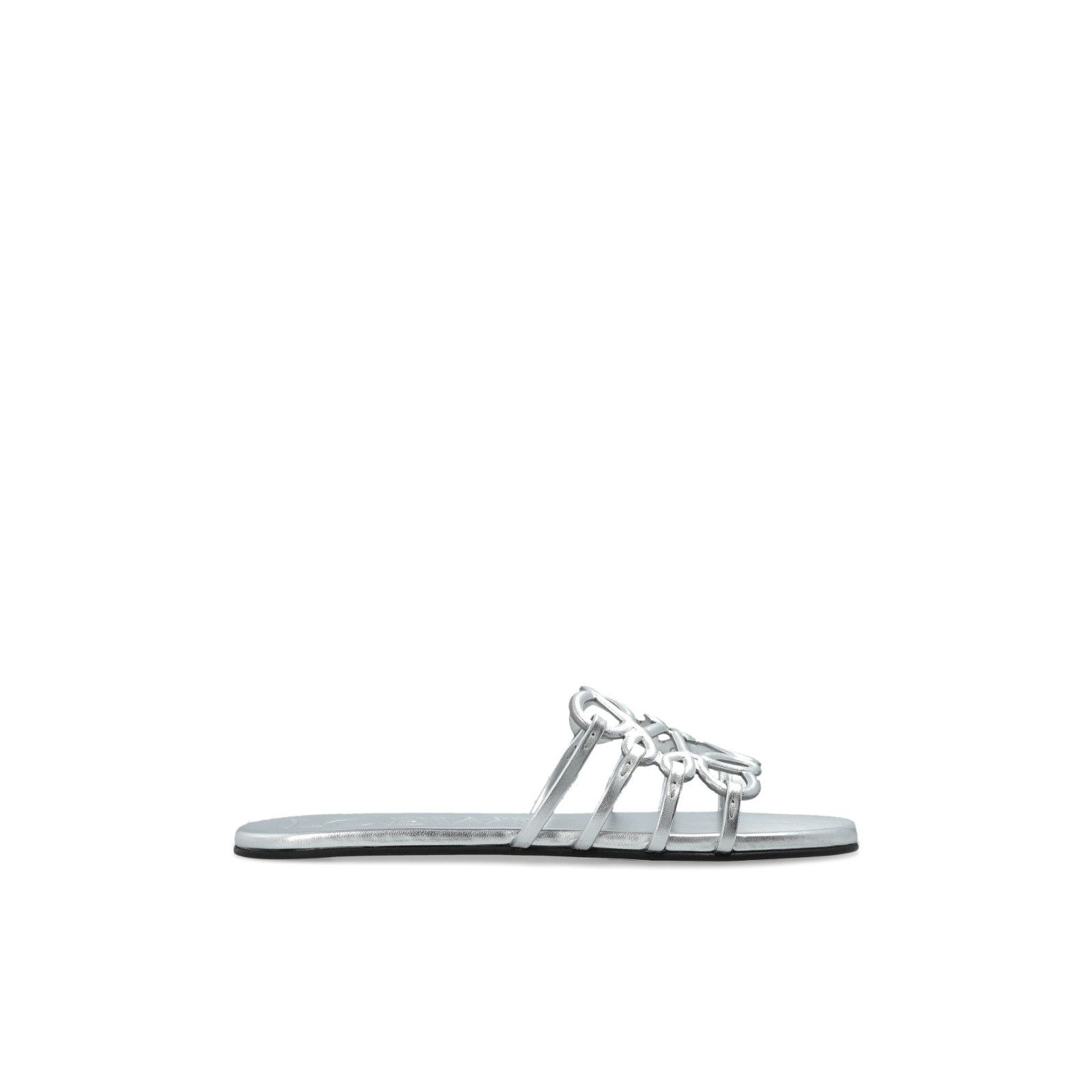 Loewe LOEWE Petal Anagram Silver Leather Slides New & Authentic (W Size US 7 / IT 37 - 1 Thumbnail