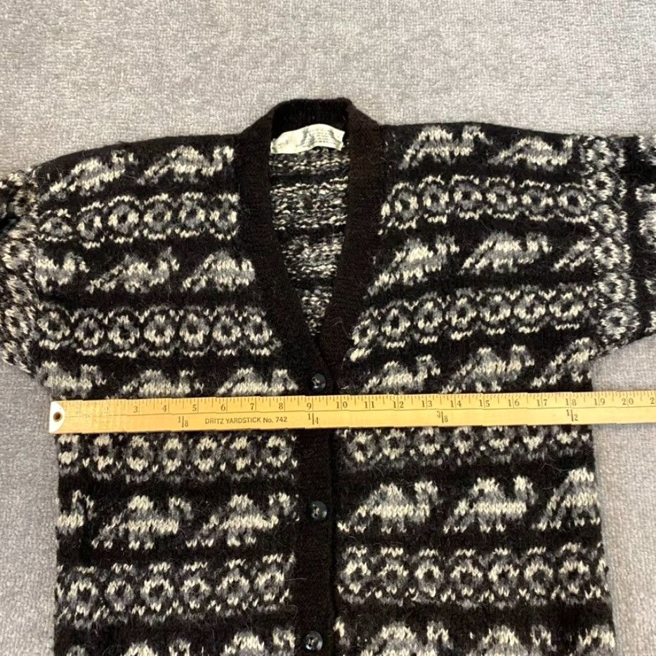 Vintage VINTAGE Hand Made Sweater Womens Medium Alpaca Wool Black Knit Cardigan Kantuta Exports Size M / US 6-8 / IT 42-44 - 4 Thumbnail