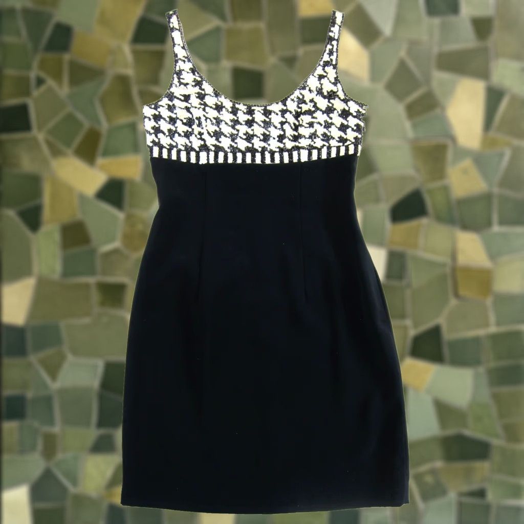 Vintage Della Roufogali Niteline Black Ivory Beaded Sequin Party Cocktail Tank Dress 2 Size XS / US 0-2 / IT 36-38 - 1 Thumbnail