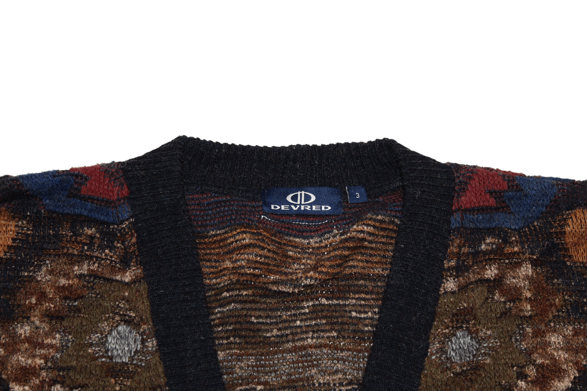 Homespun Knitwear VTG Devred Paris Navajo Pattern Crochet Cardigan Size US XXL / EU 58 / 5 - 8 Thumbnail