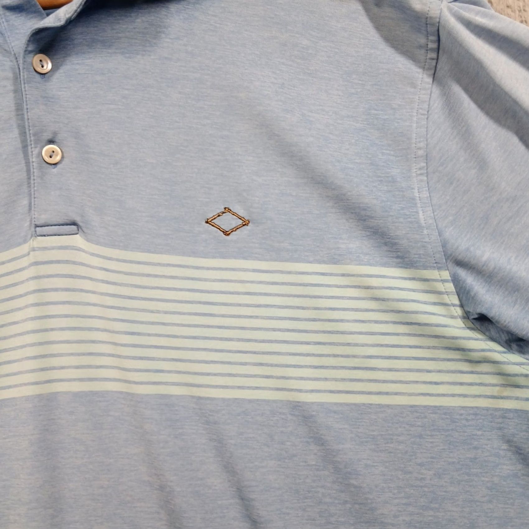Peter Millar Peter Millar Blue Chest Stripe Performance Golf Polo L EUC Size US L / EU 52-54 / 3 - 6 Thumbnail