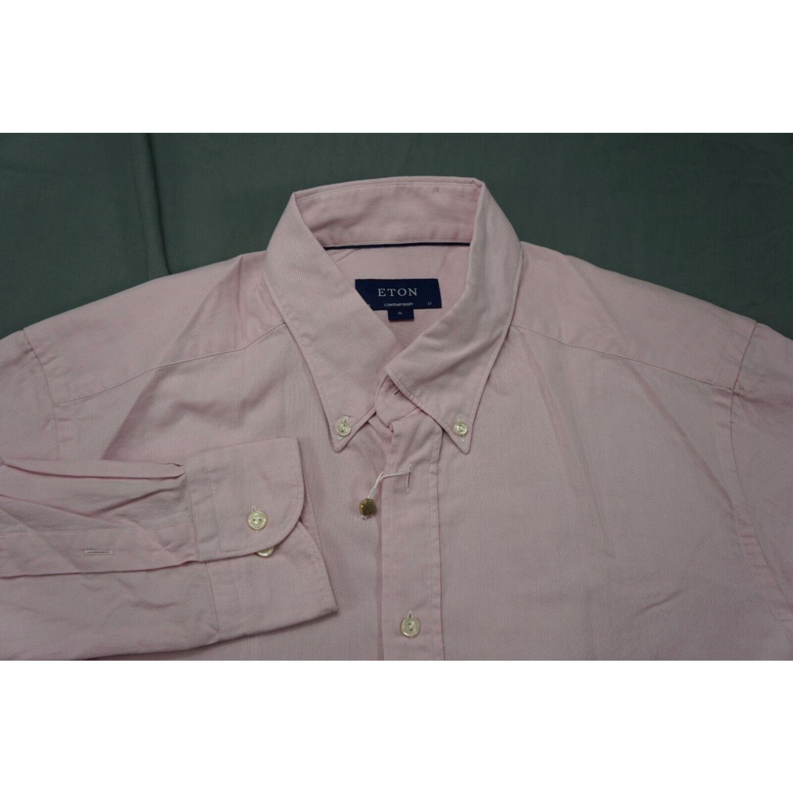 image of Eton Contemporary Long Sleeve Button Front Sport Shirt. Pink Pinpoint, Xl. Nwot! in White, Men's