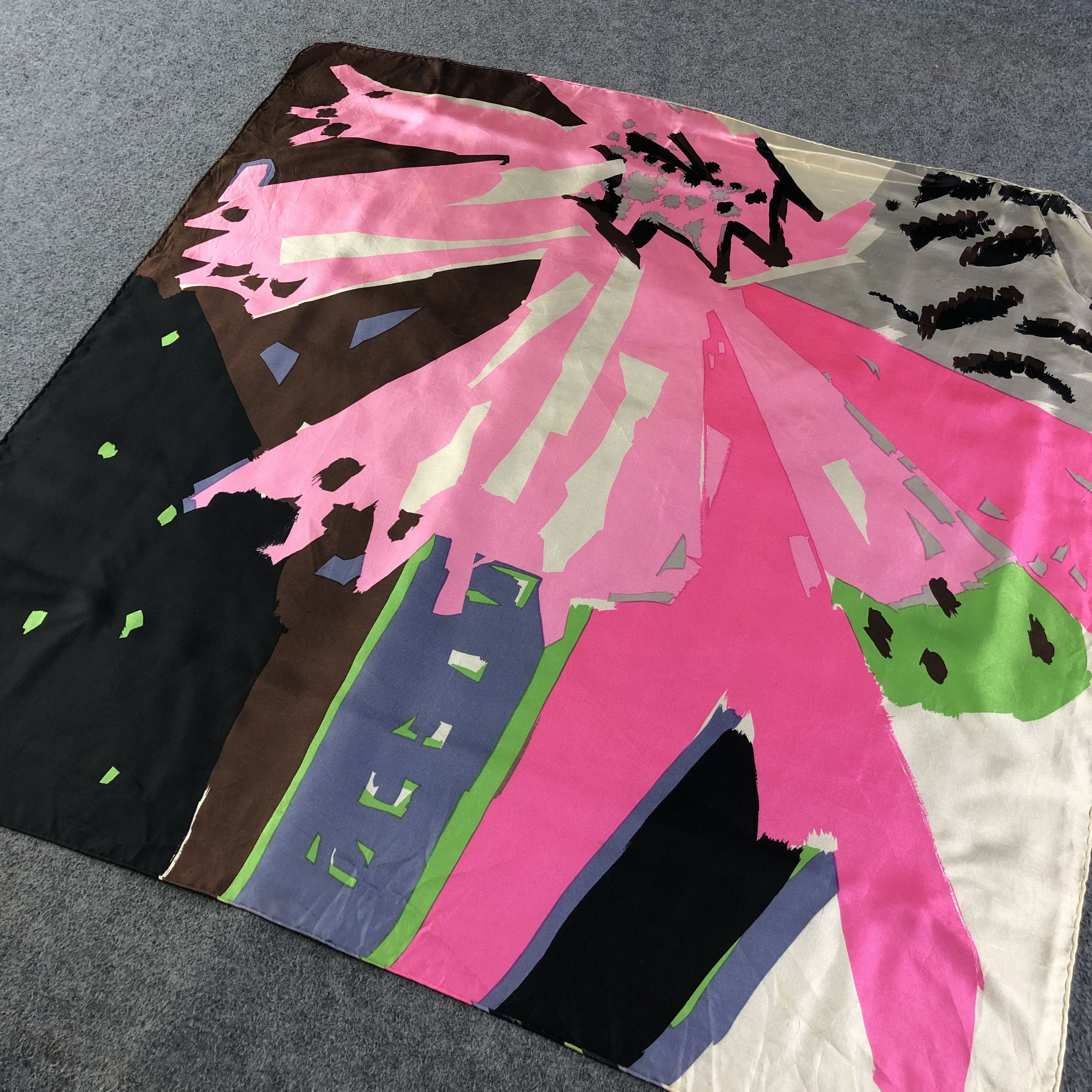 Vintage PAS Abstract Hand Rolled Silk Scarf M442 Size ONE SIZE - 2 Thumbnail