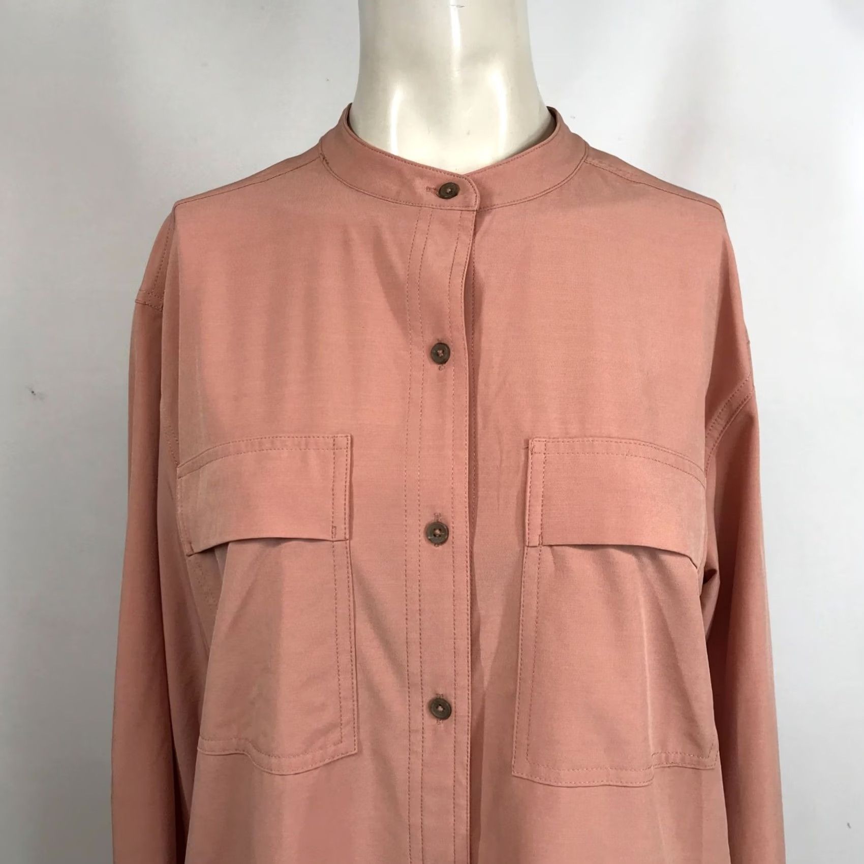 Prana prAna Womens Small Pink Long Sleeve Button Top Polyester Blend W-Pockets Size S / US 4 / IT 40 - 2 Thumbnail