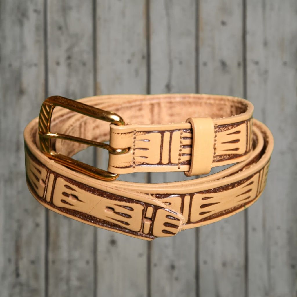 Vintage VINTAGE GLICK Belt Skinny Leather Tan Sz. 38 (Shortened) Women Size ONE SIZE - 1 Thumbnail