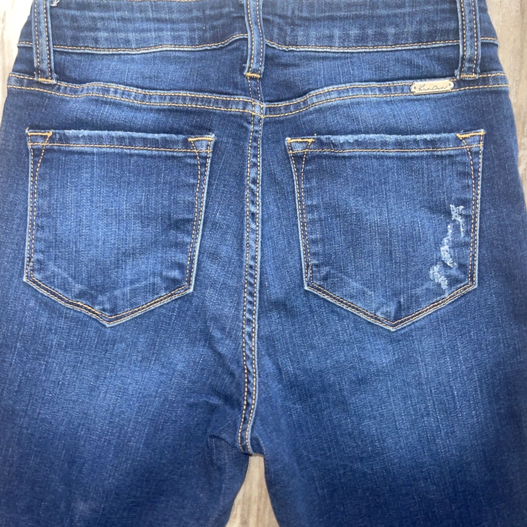 Vintage KanCan Jeans Women’s 7 27 Blue Estilo Skinny Denim Stretch Distressed Hem Button Zip High Rise 5-Pocket Regular Fall Spring Winter Womens Size 27" / US 4 / IT 40 - 7 Thumbnail